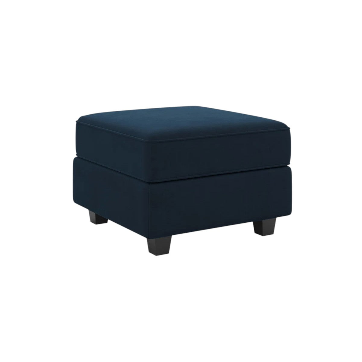 26" Blue and Black Velvet Storage Ottoman