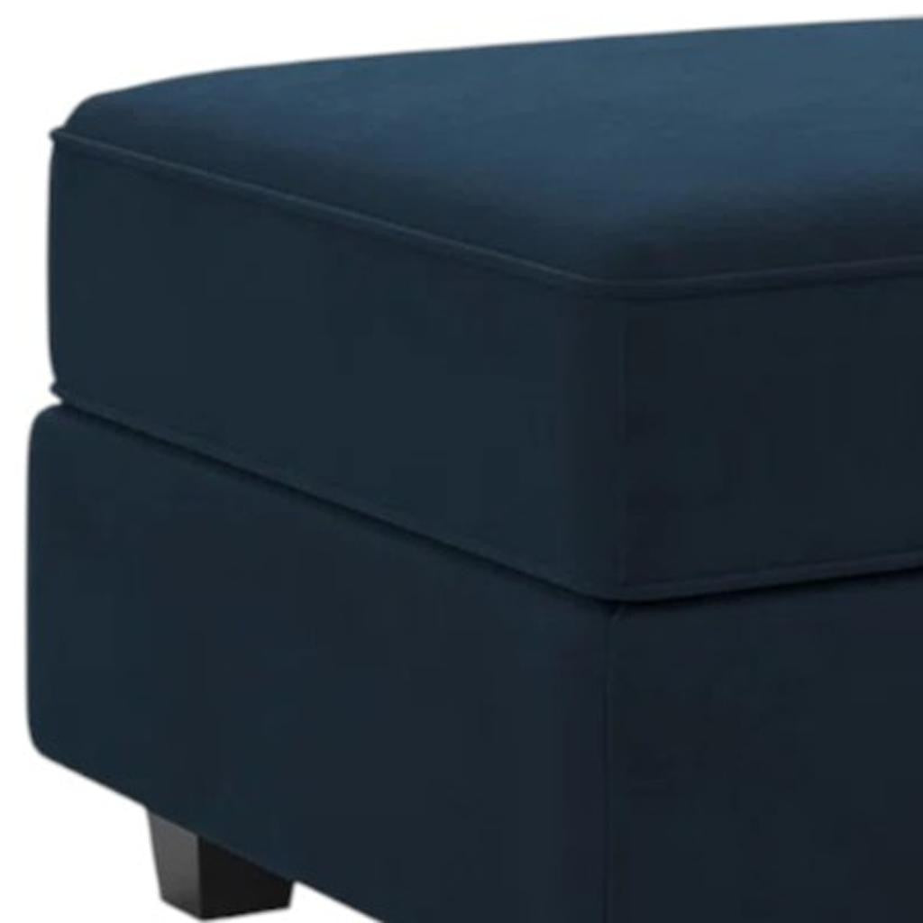 26" Blue and Black Velvet Storage Ottoman