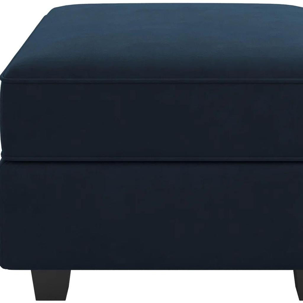 26" Blue and Black Velvet Storage Ottoman