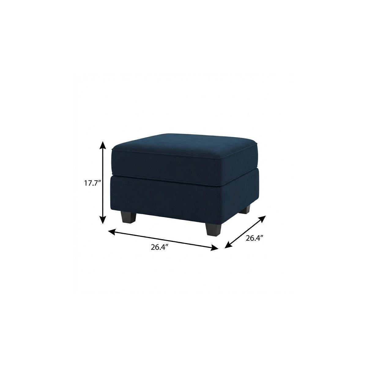 26" Blue and Black Velvet Storage Ottoman
