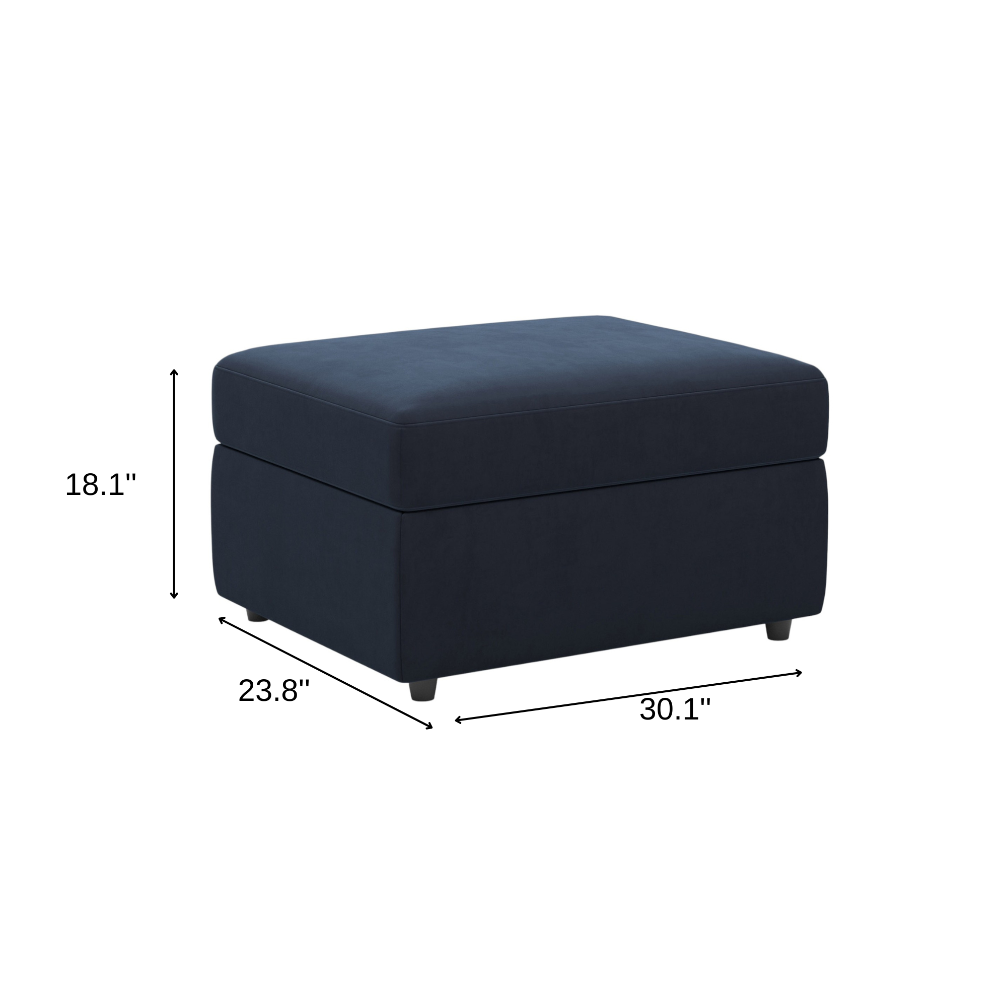 30" Blue and Black Velvet Storage Ottoman