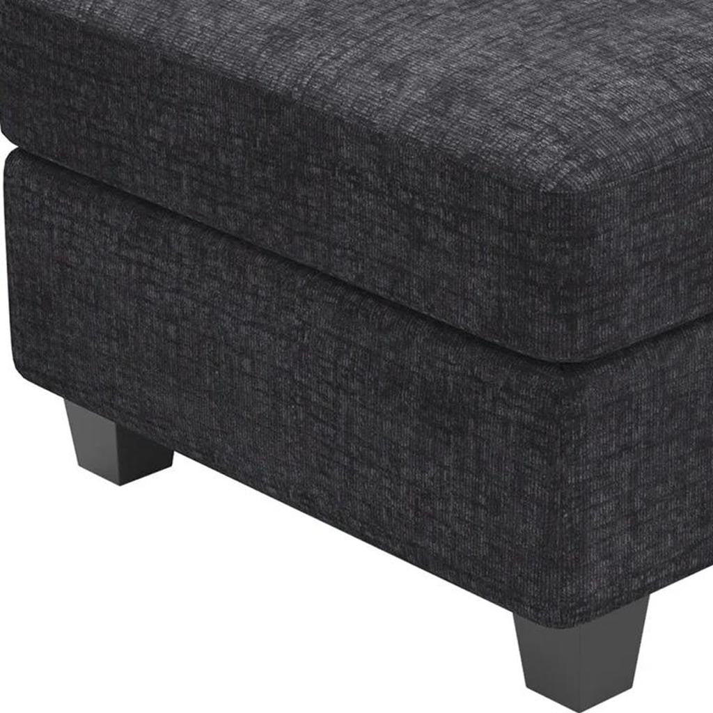 26" Gray and Black Chenille Storage Ottoman