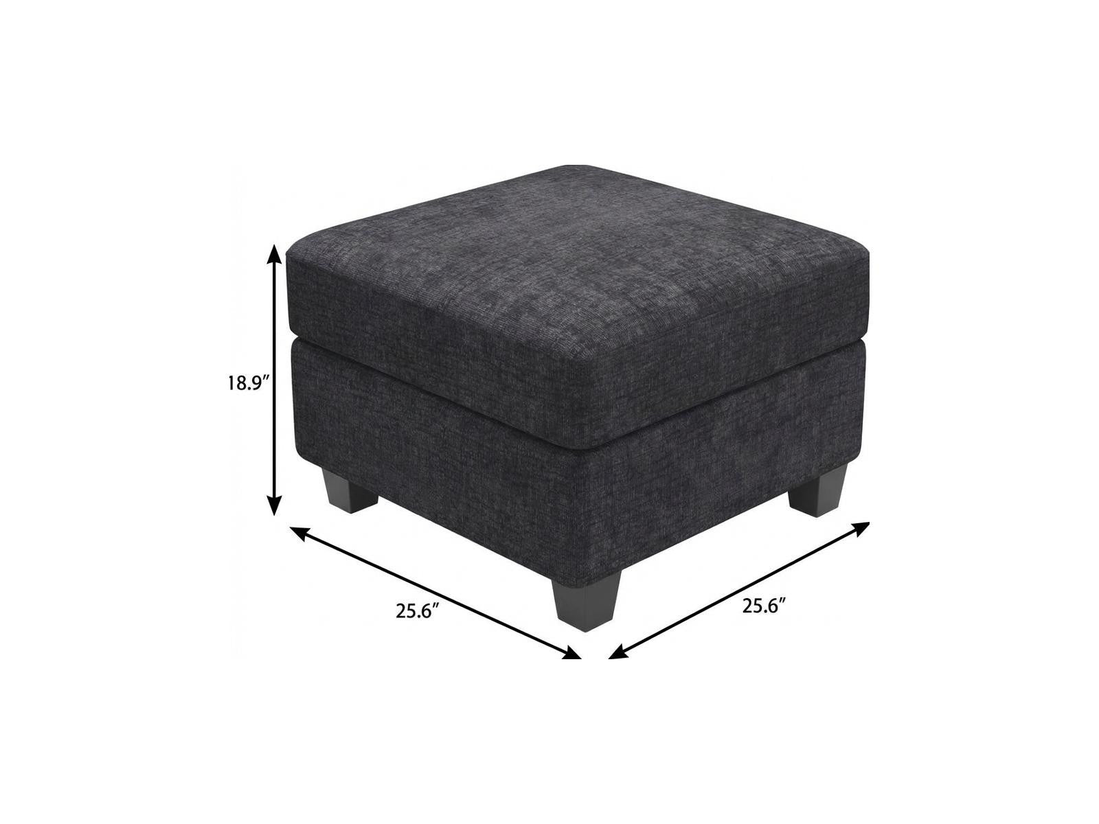 26" Gray and Black Chenille Storage Ottoman