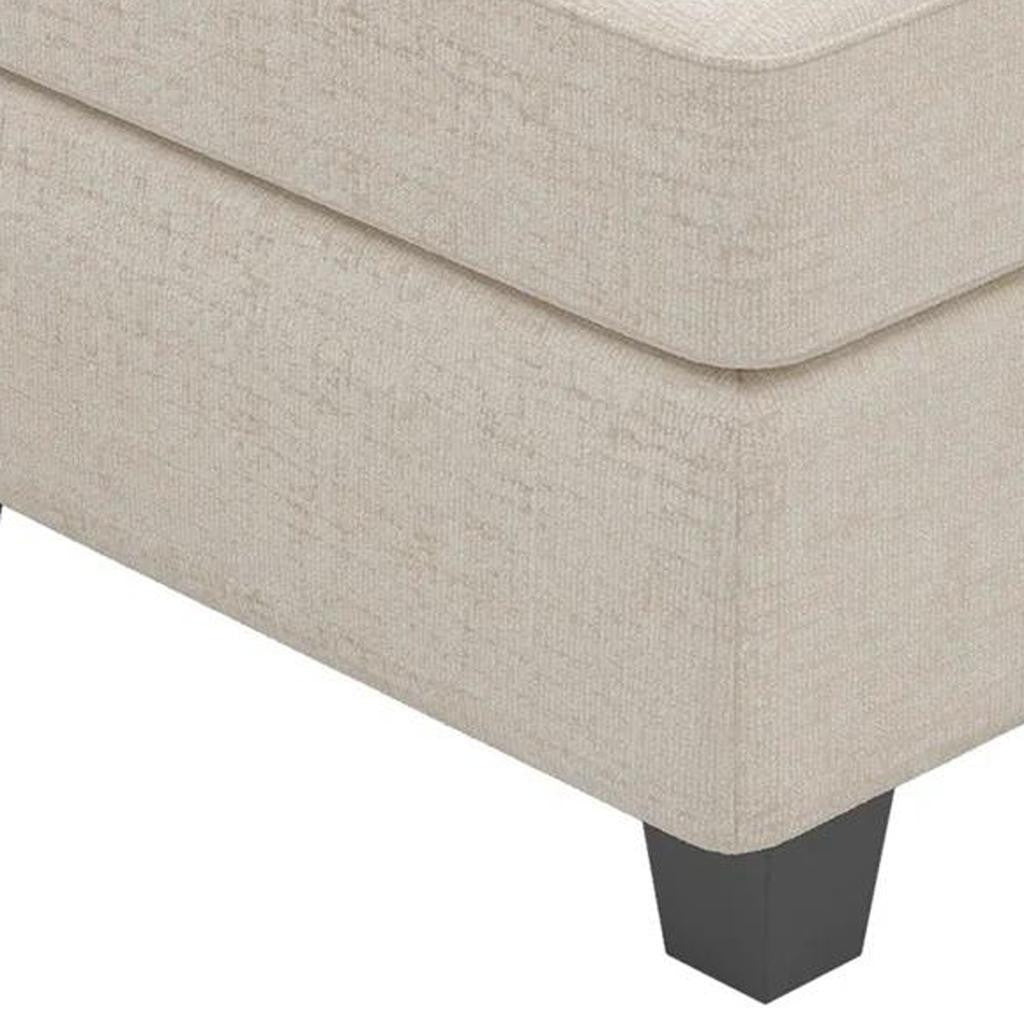 26" Beige and Black Chenille Storage Ottoman