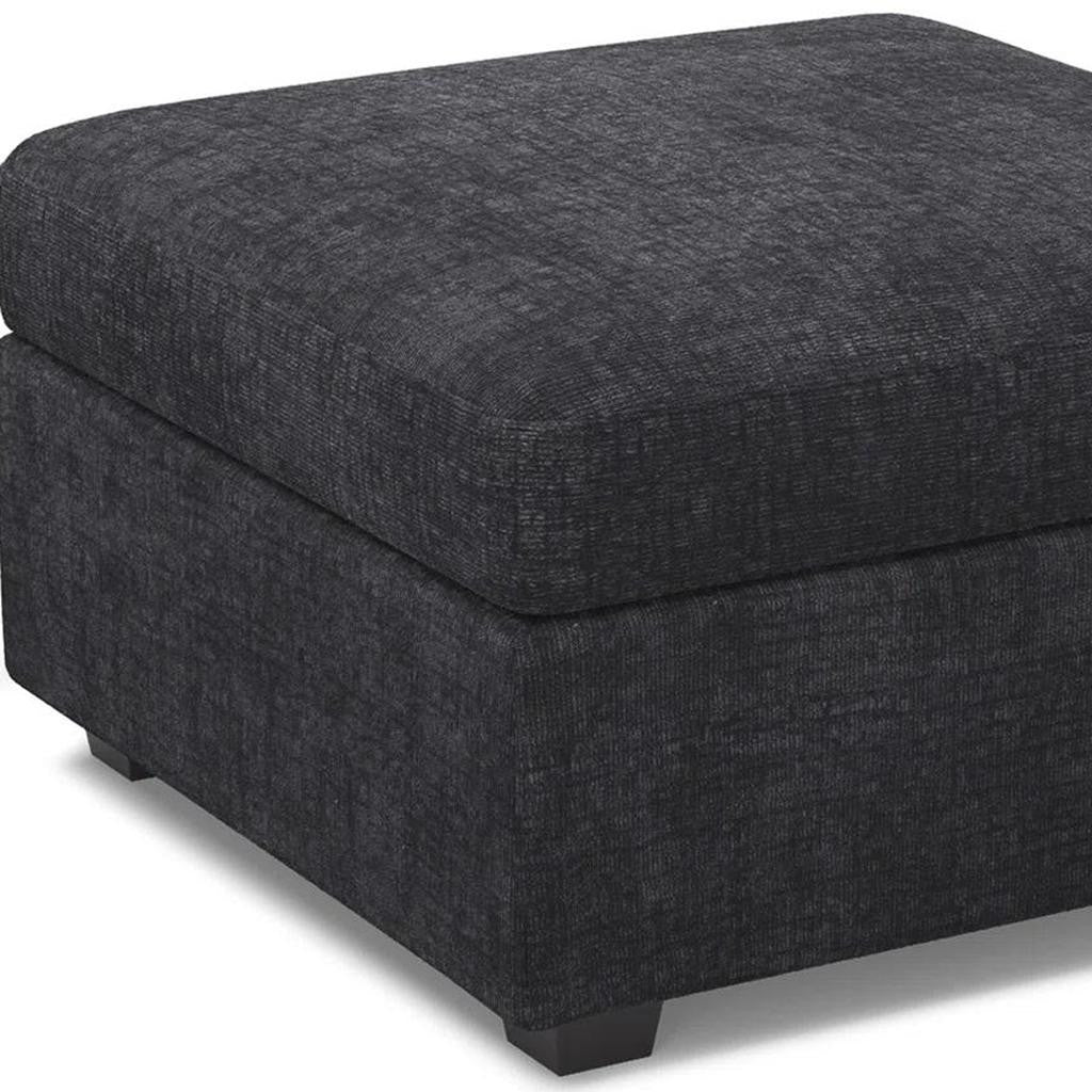 30" Charcoal Gray and Black Chenille Storage Ottoman