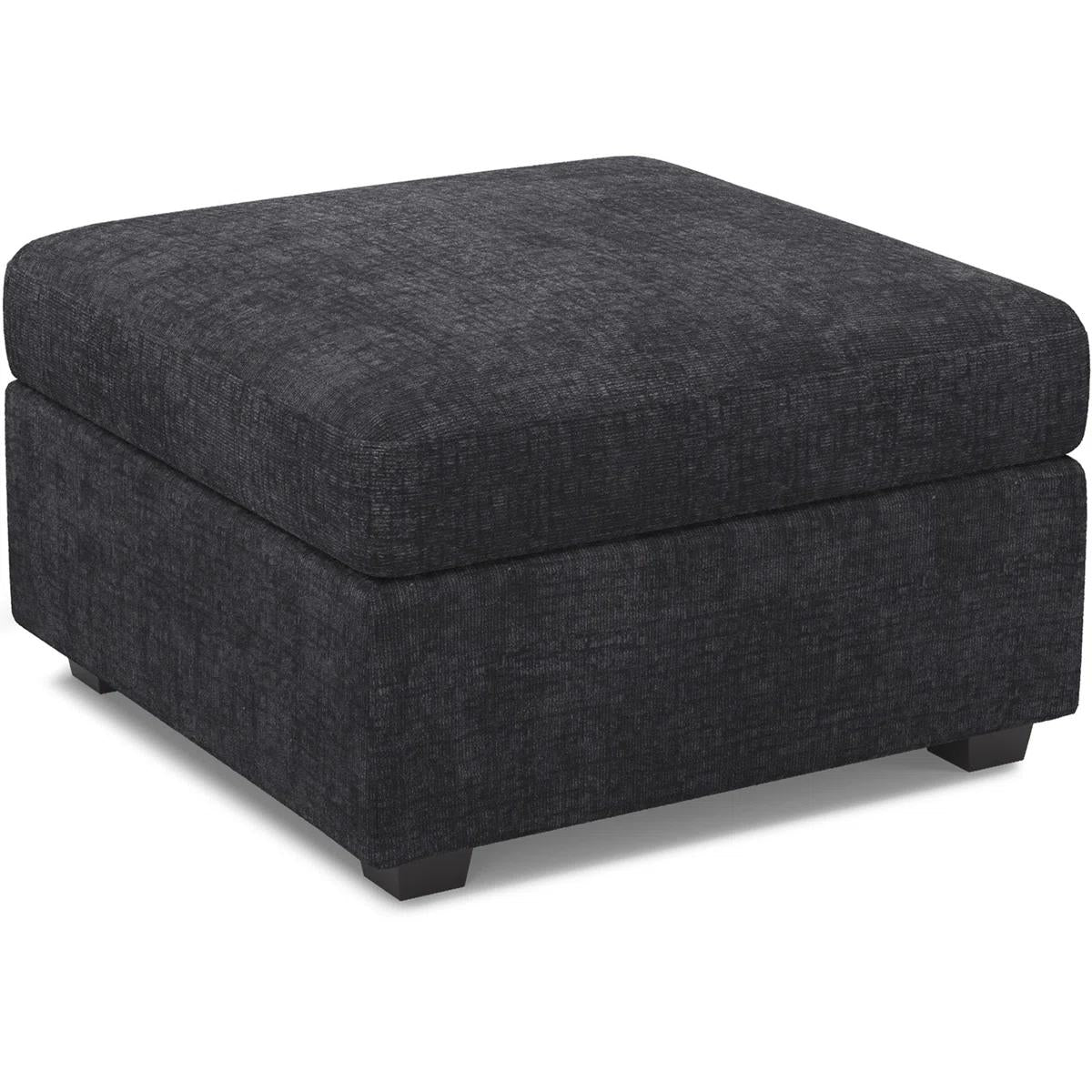 30" Charcoal Gray and Black Chenille Storage Ottoman