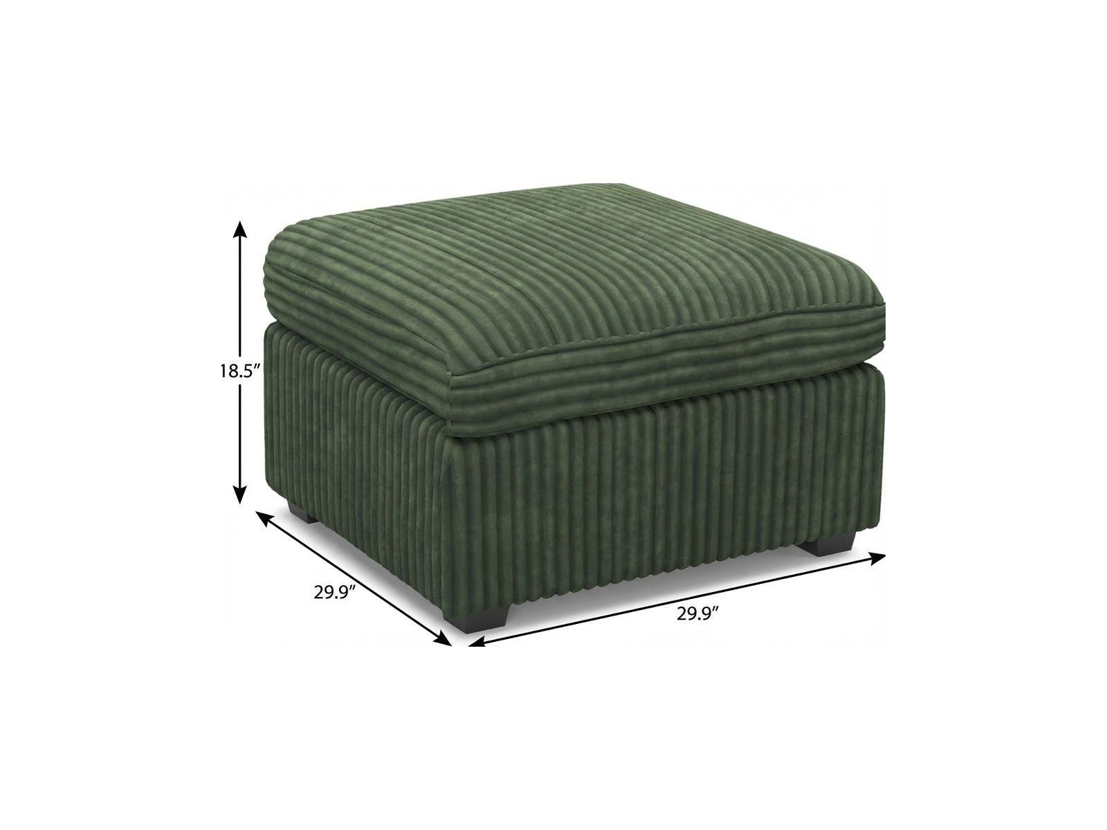 30" Green and Black Corduroy Storage Ottoman