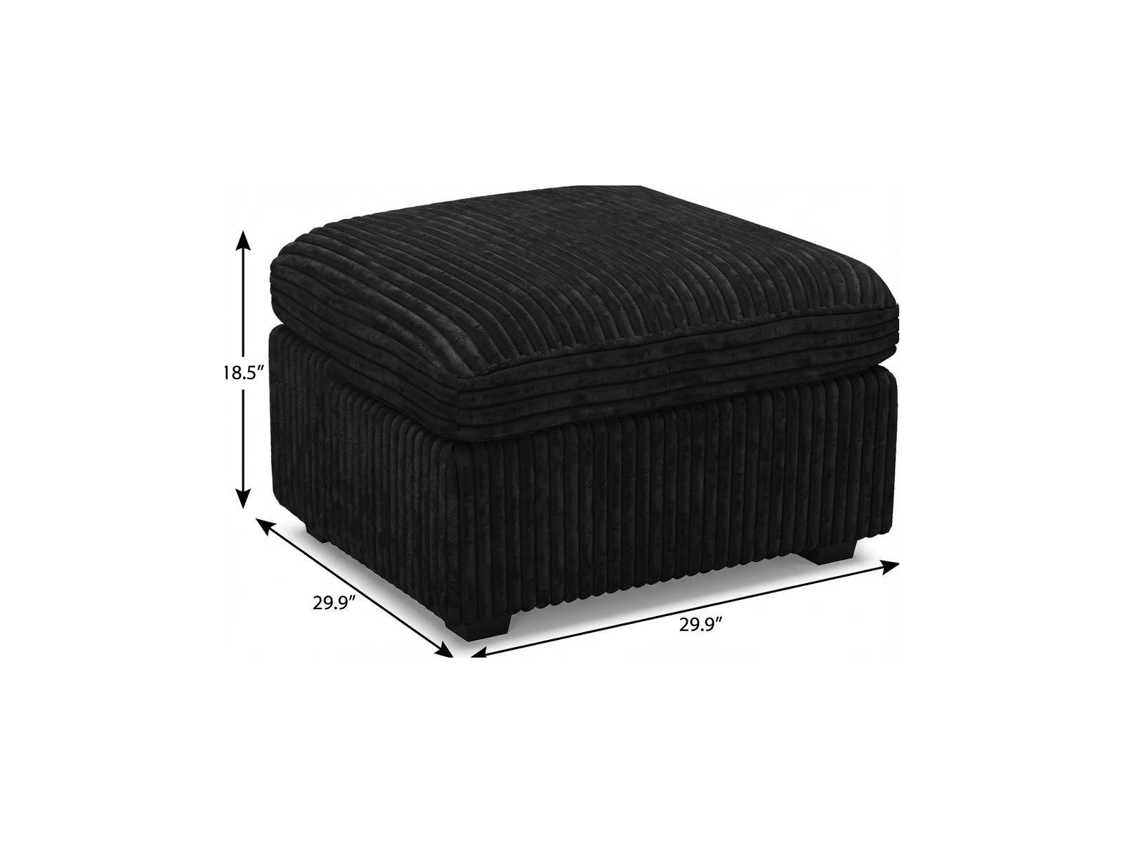 30" Black Corduroy Storage Ottoman