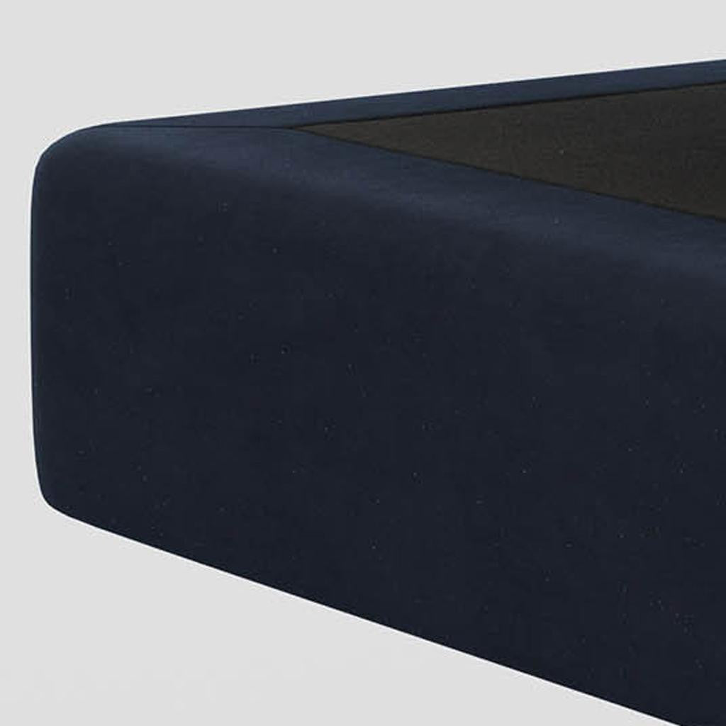 32" Blue and Black Velvet Ottoman