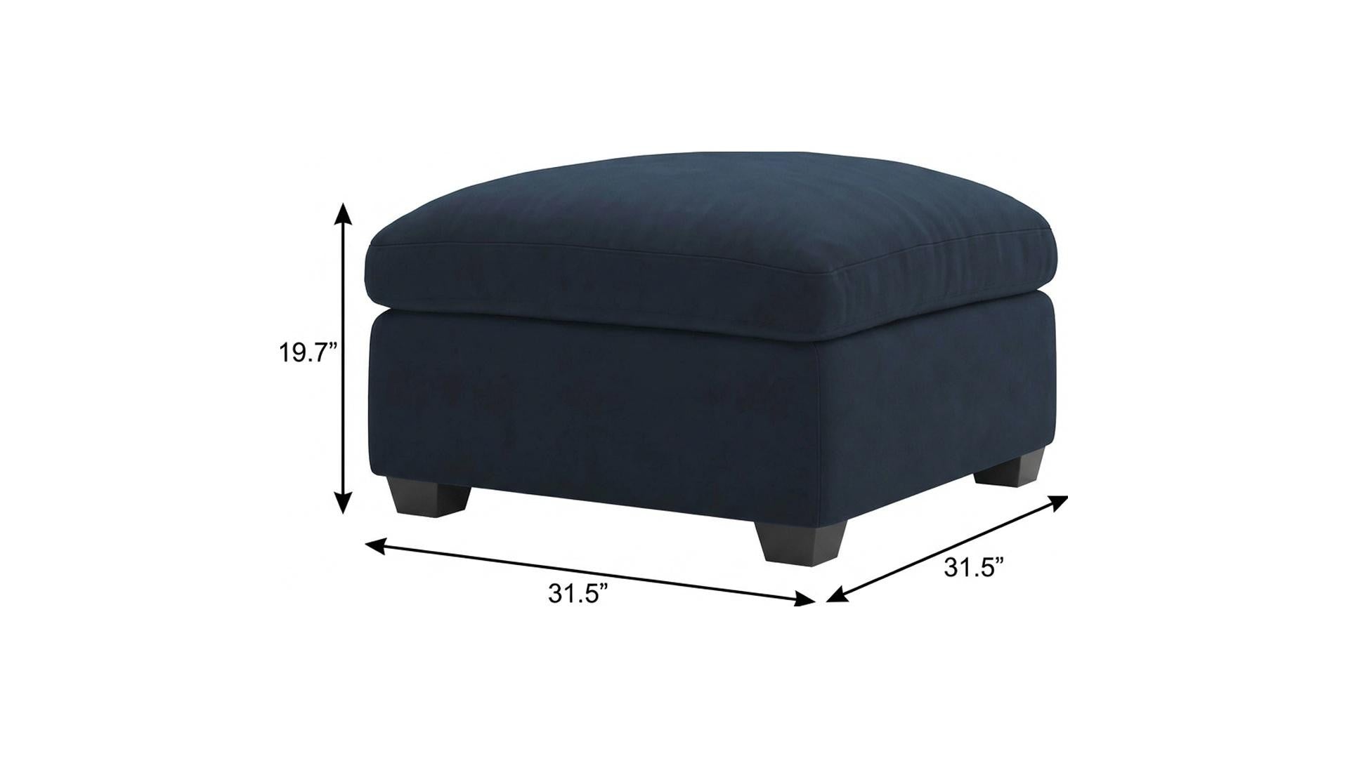 32" Blue and Black Velvet Ottoman
