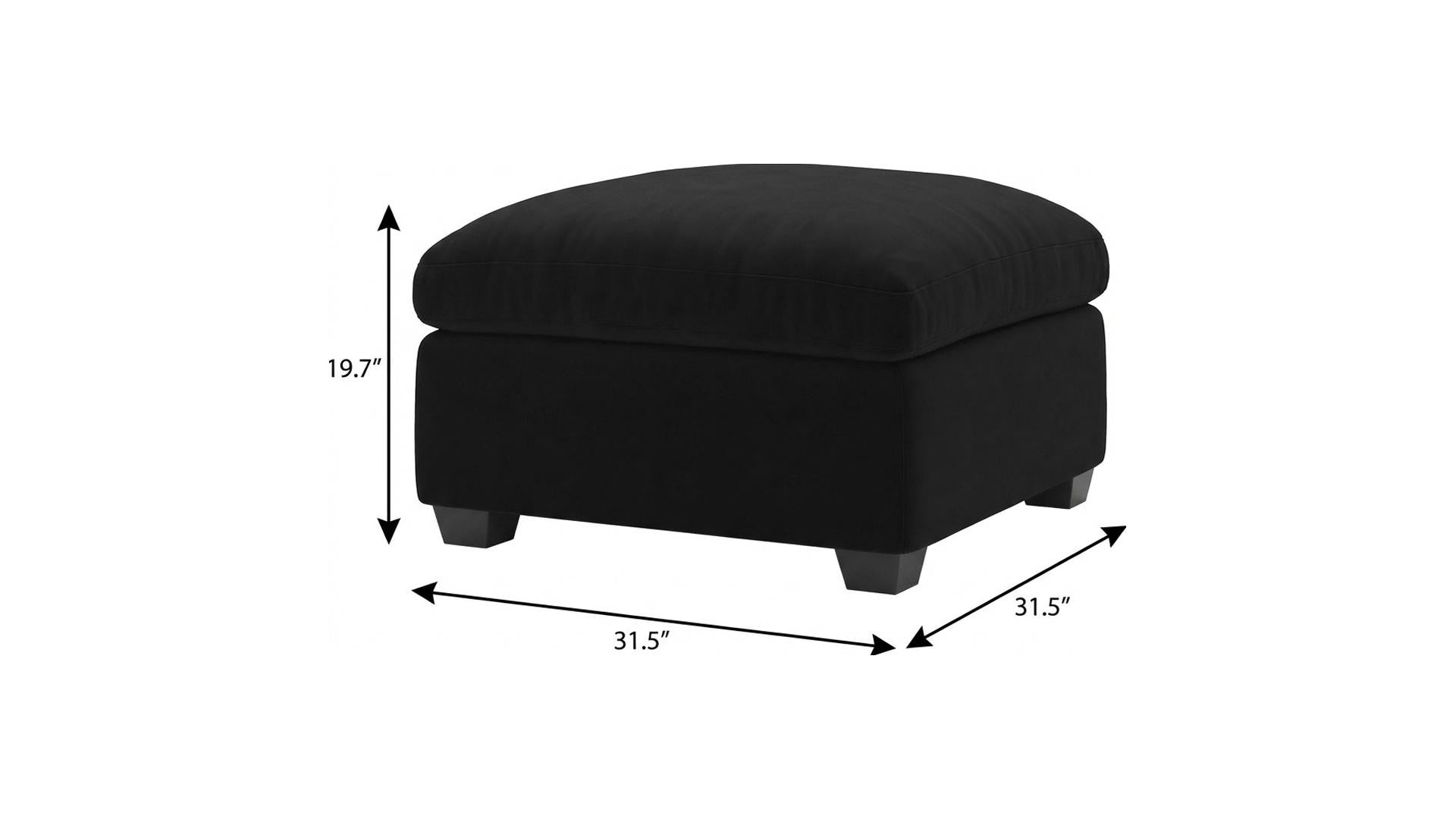 32" Black Velvet Ottoman