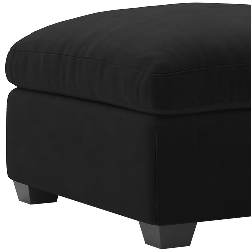 32" Black Velvet Ottoman