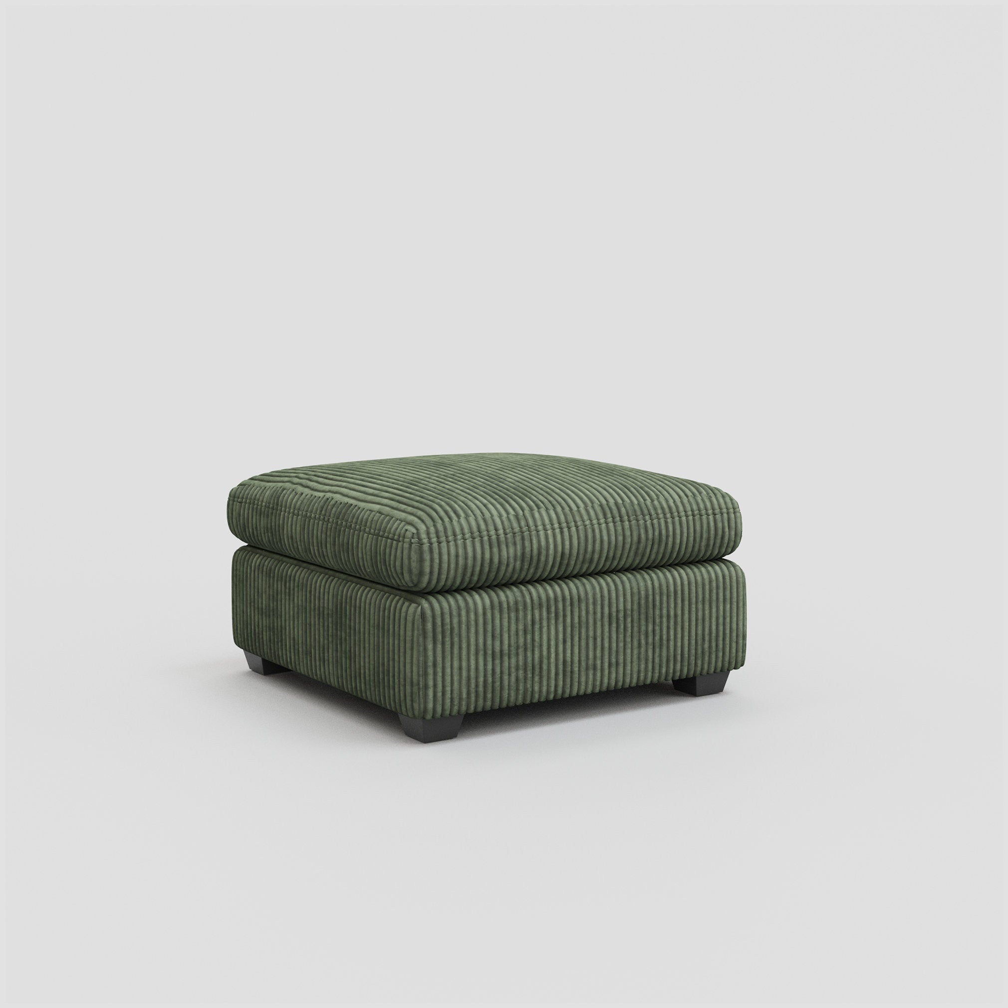 32" Green and Black Corduroy Ottoman