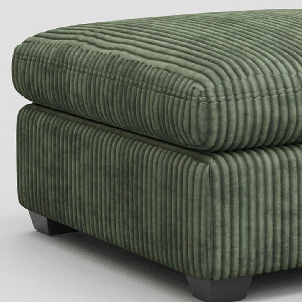 32" Green and Black Corduroy Ottoman