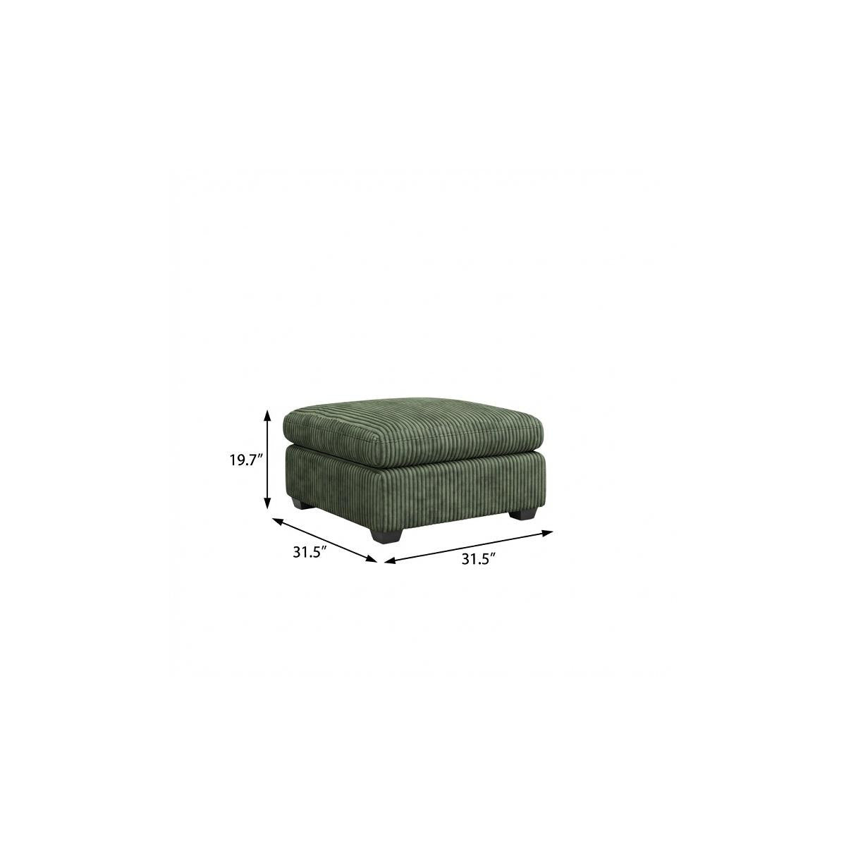32" Green and Black Corduroy Ottoman