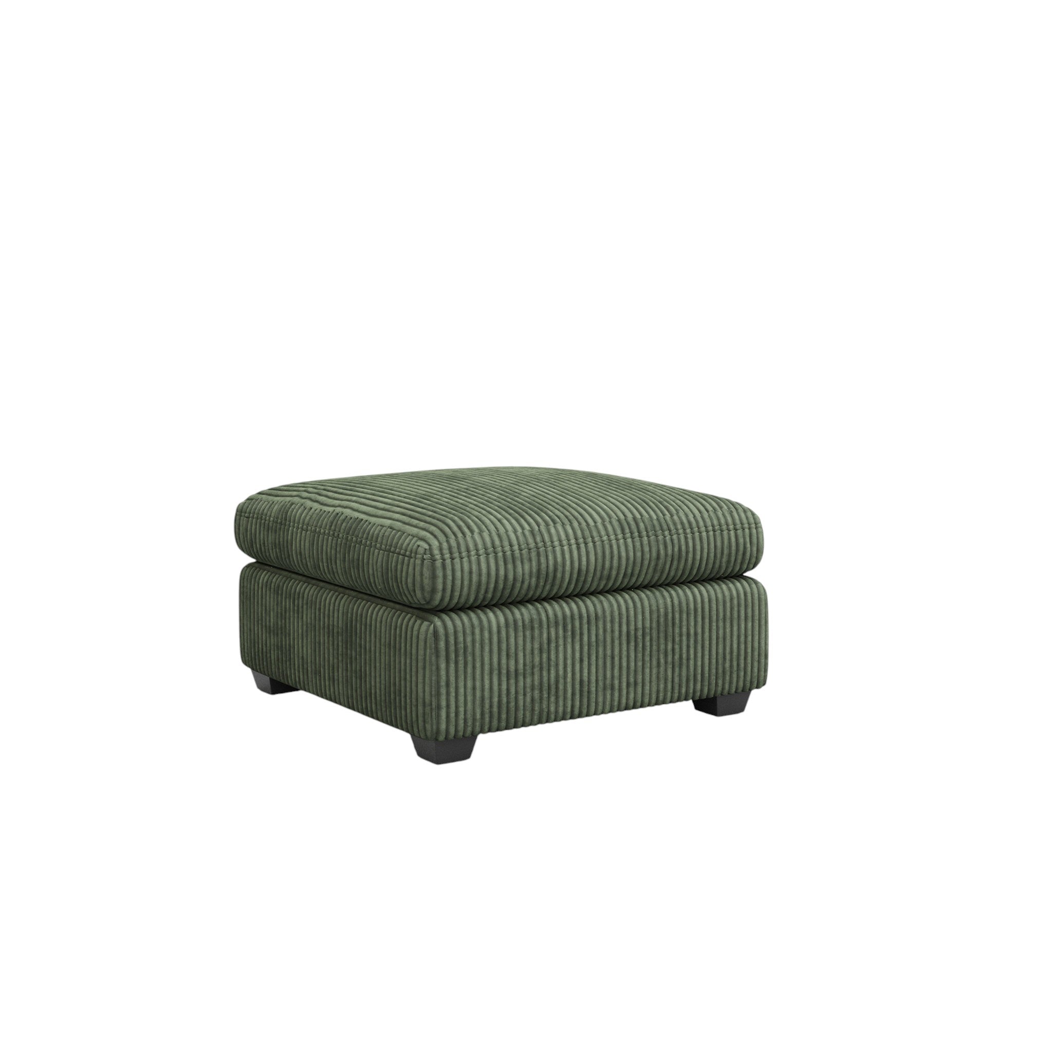 32" Green and Black Corduroy Ottoman