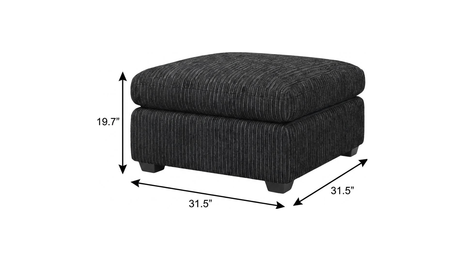 32" Charcoal and Black Corduroy Ottoman