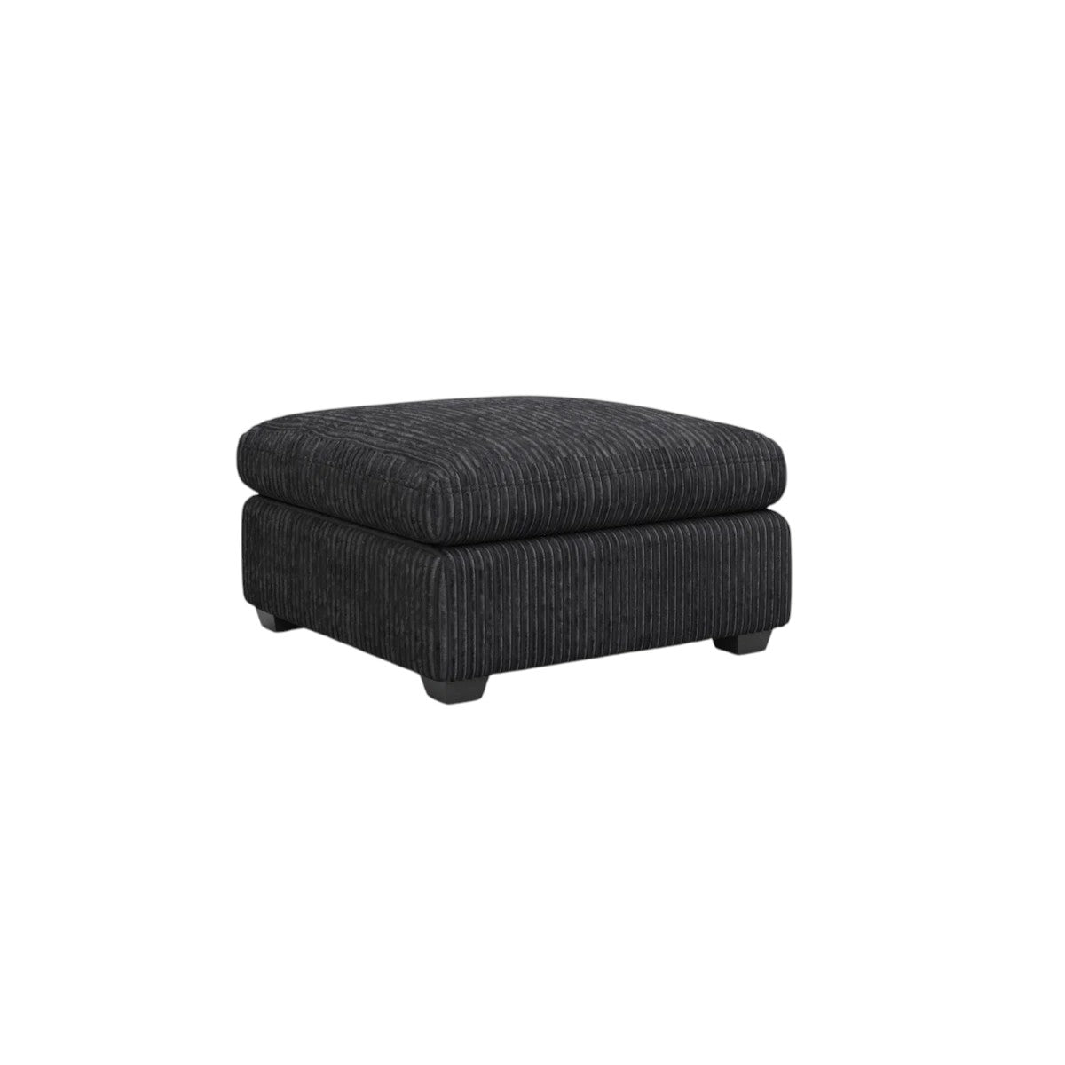 32" Charcoal and Black Corduroy Ottoman