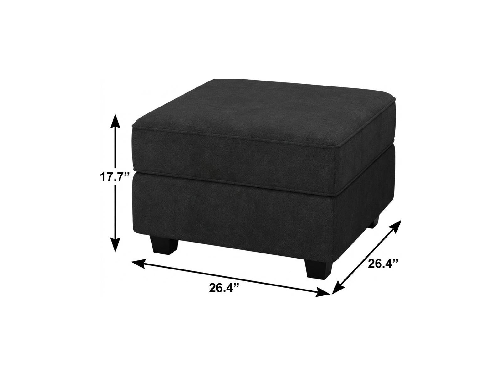 26" Black Polyester Blend Storage Ottoman
