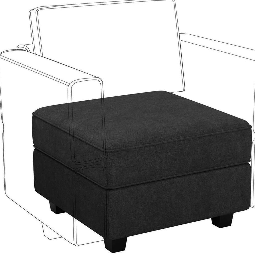 26" Black Polyester Blend Storage Ottoman