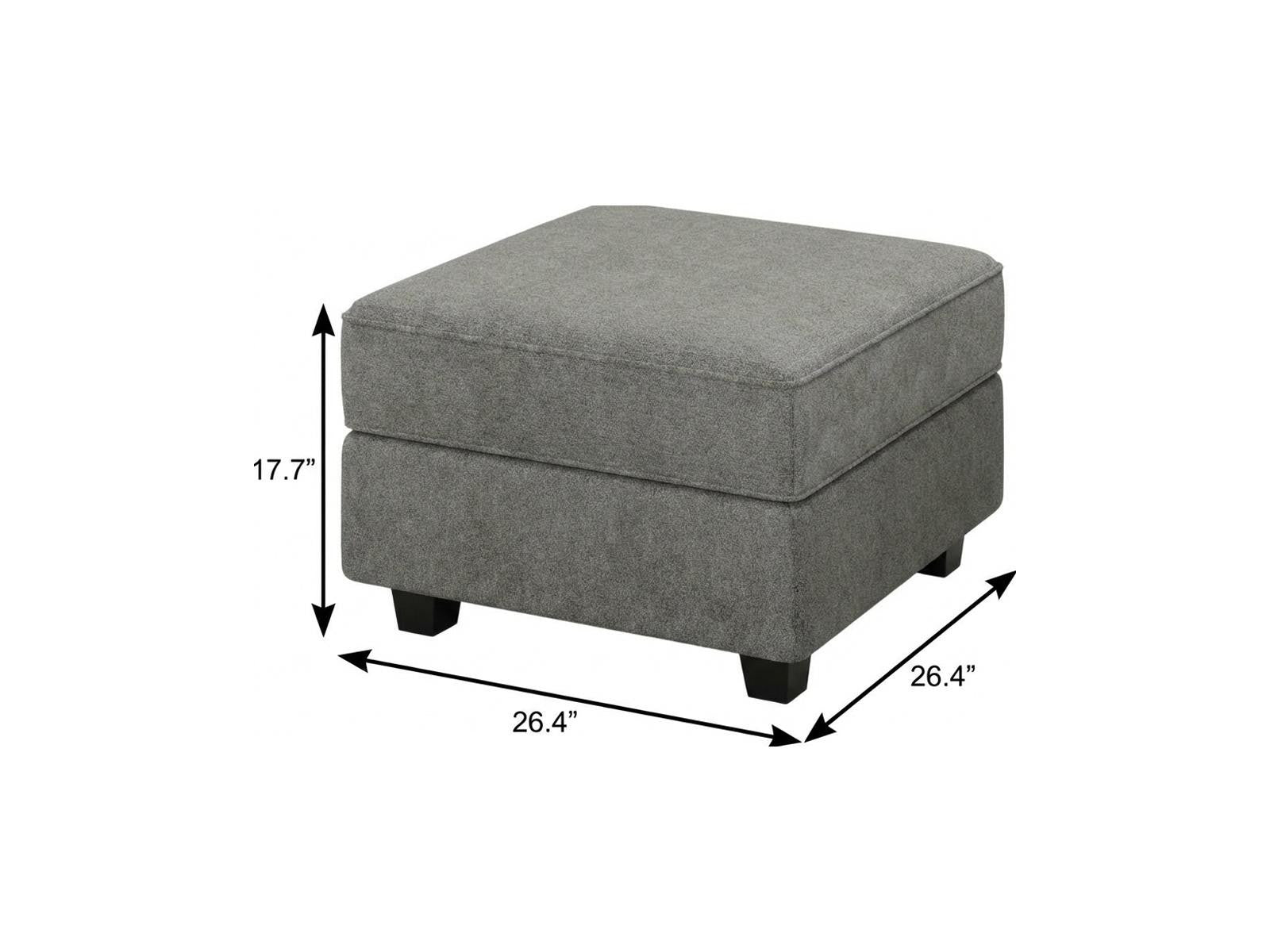 26" Light Gray and Black Polyester Blend Storage Ottoman