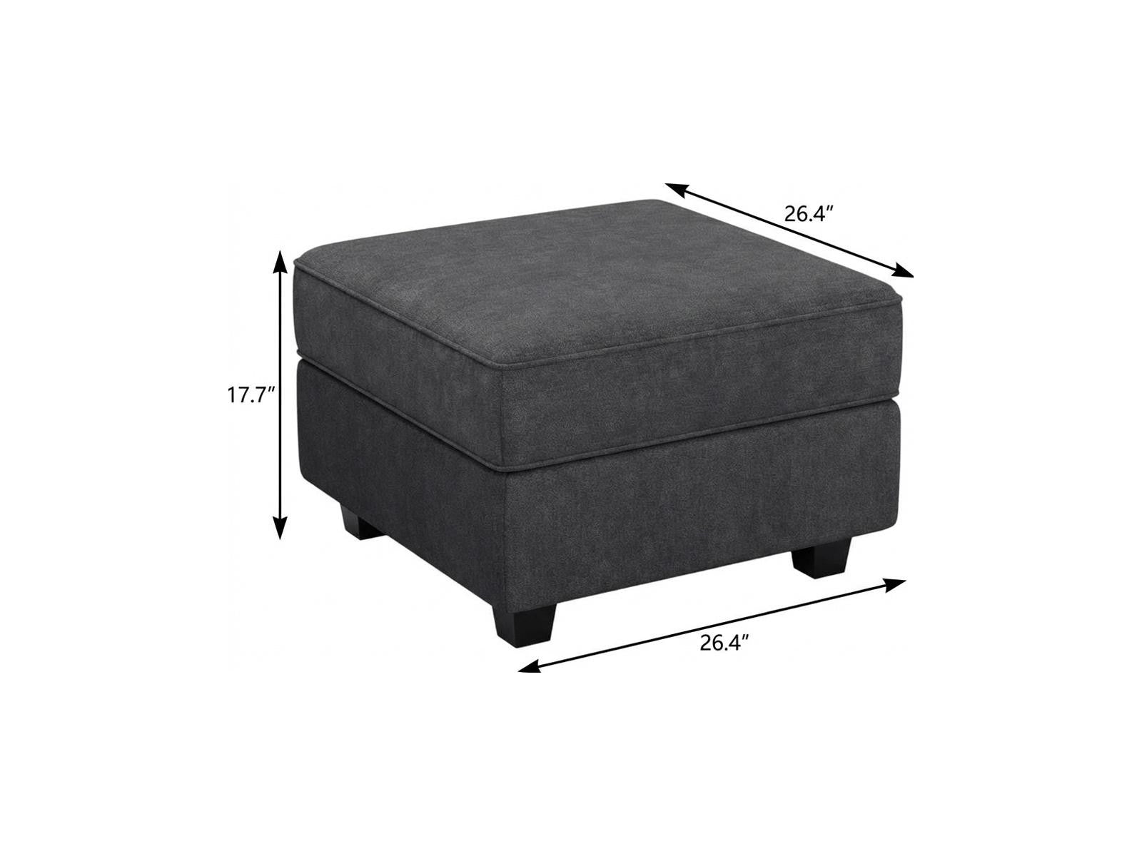 26" Gray and Black Polyester Blend Storage Ottoman