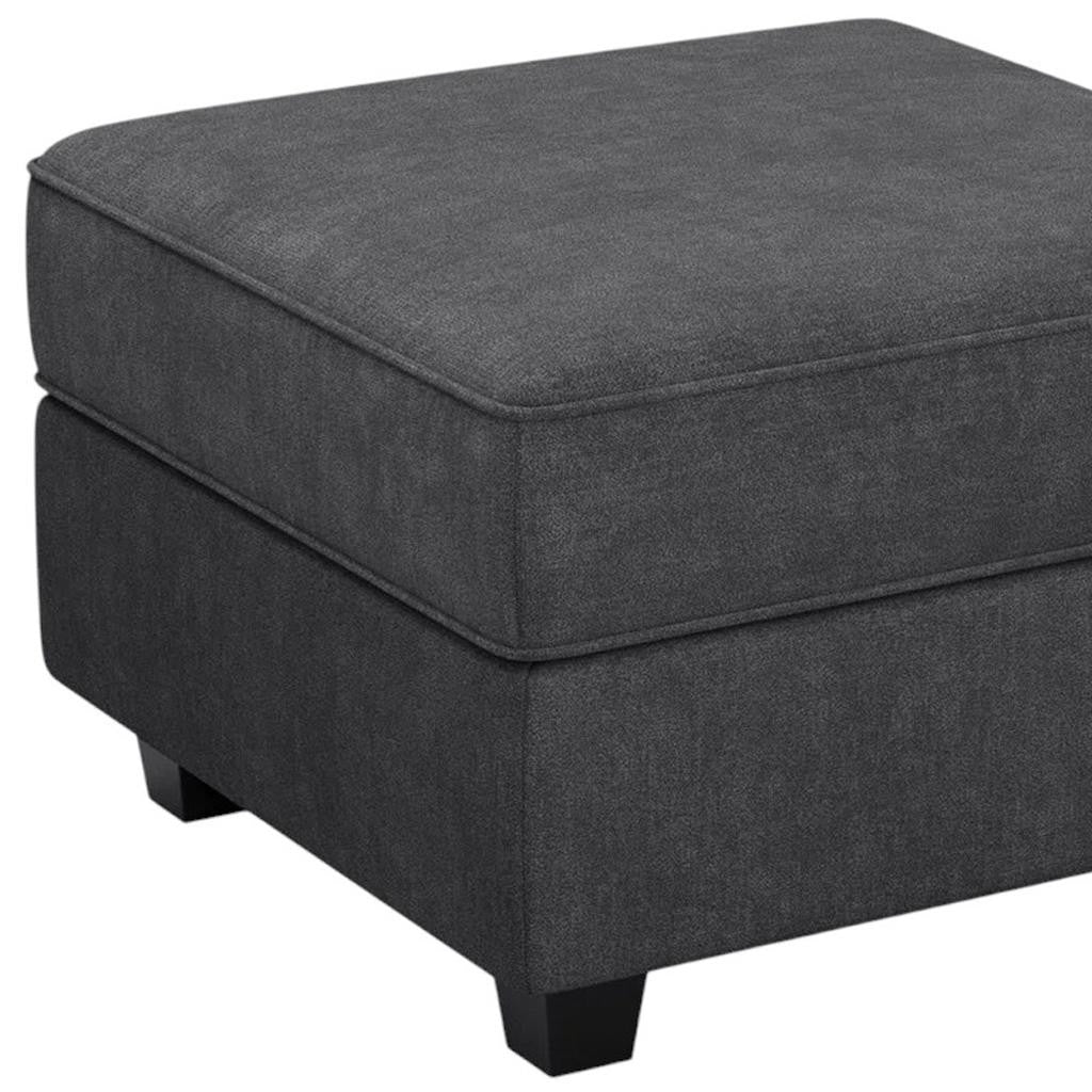 26" Gray and Black Polyester Blend Storage Ottoman