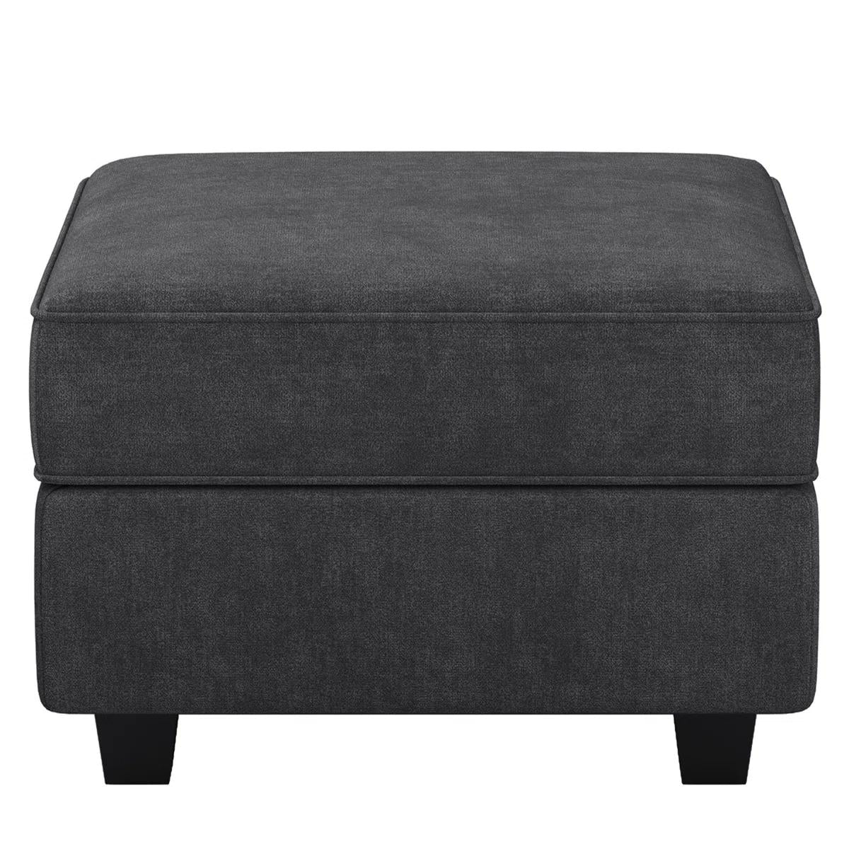 26" Gray and Black Polyester Blend Storage Ottoman