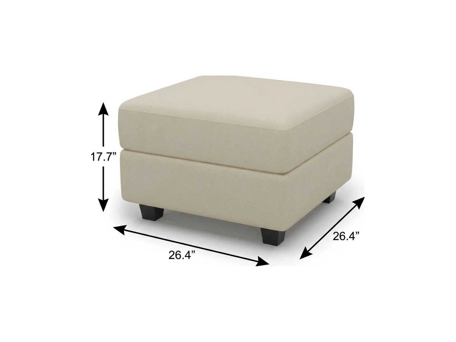 26" Beige and Black Faux Leather Storage Ottoman