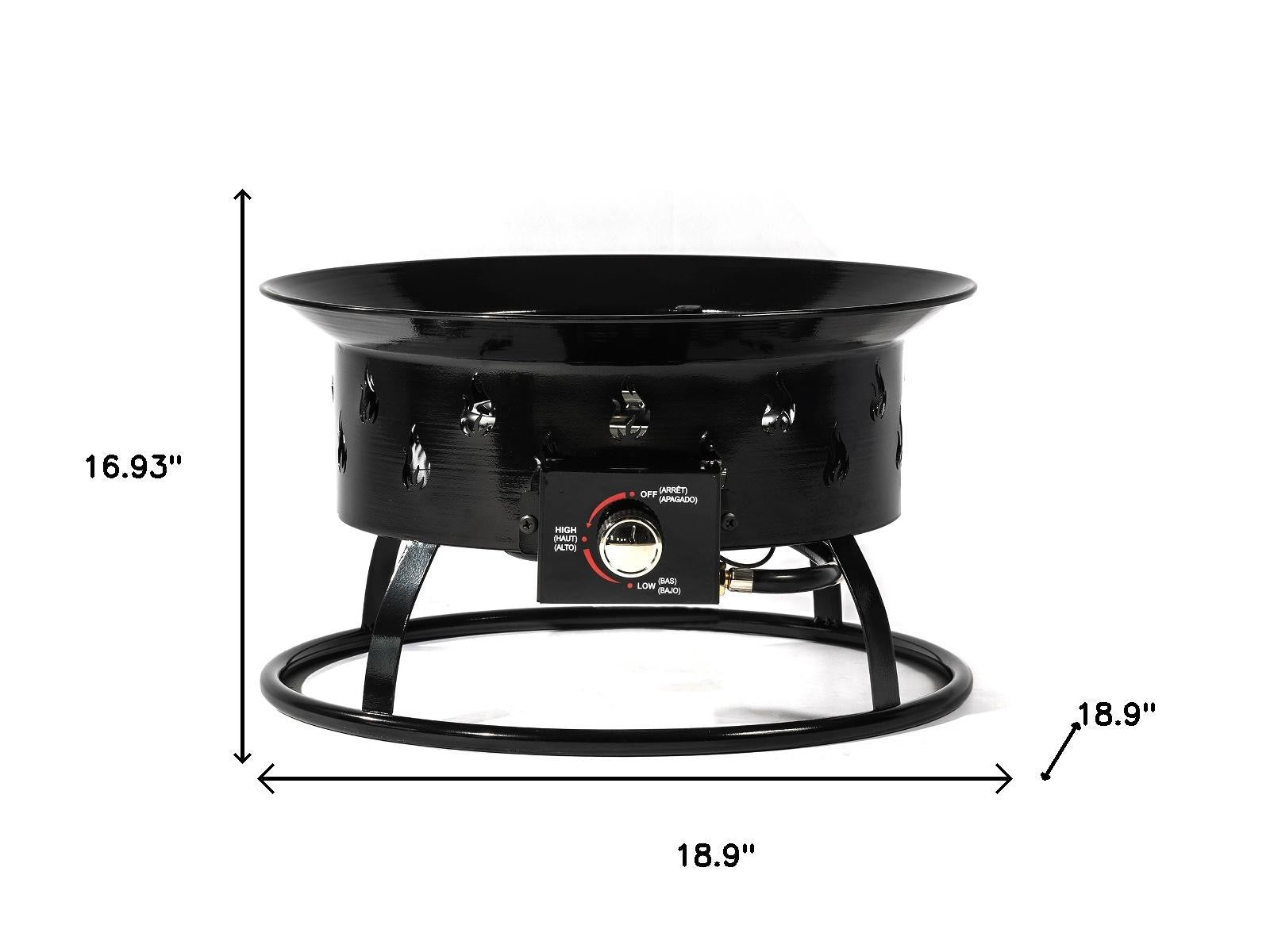 50000 BTU 19" Black Steel Propane Portable Tabletop Round Fire Pit