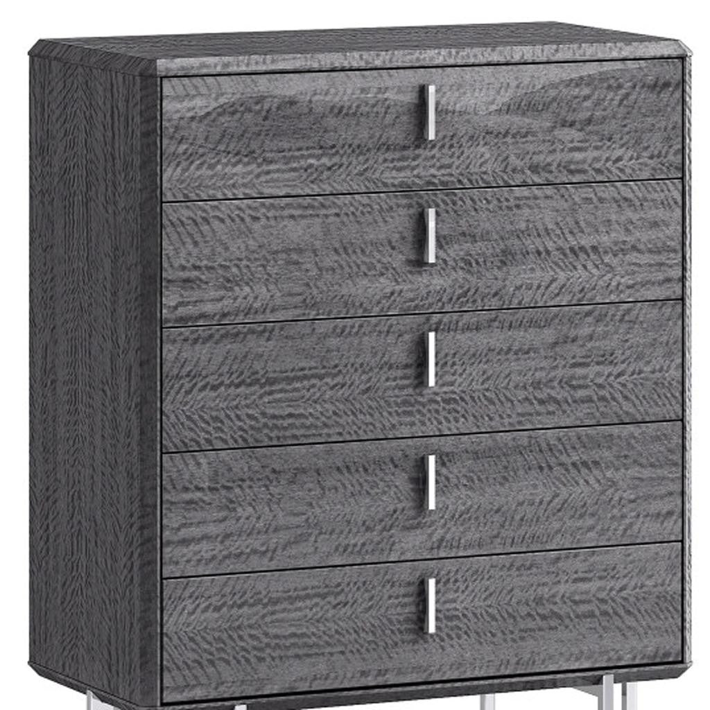 38" Gray Wood Five Drawer Dresser