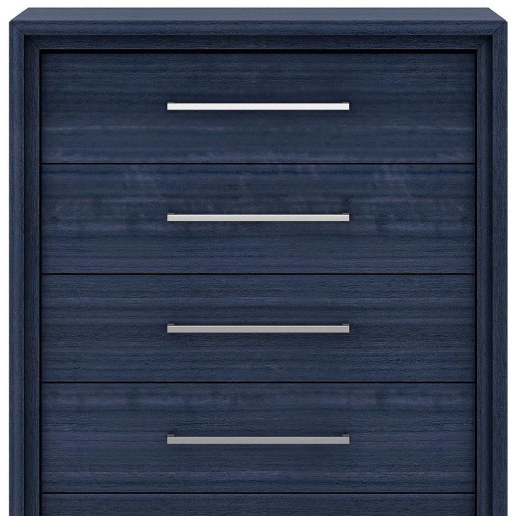 36" Blue Wood Five Drawer Gentlemens Chest