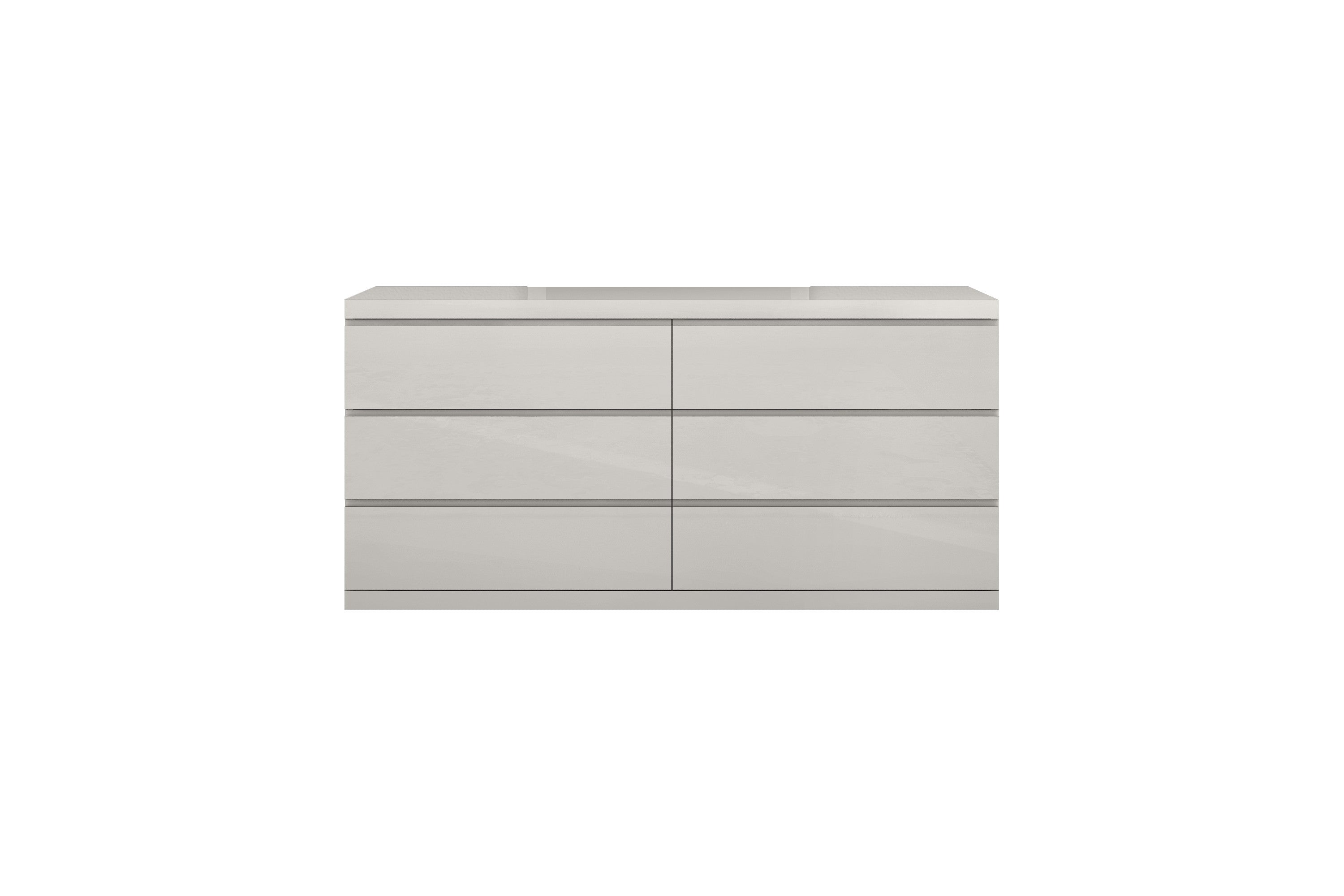 63" Gray Wood Six Drawer Double Dresser