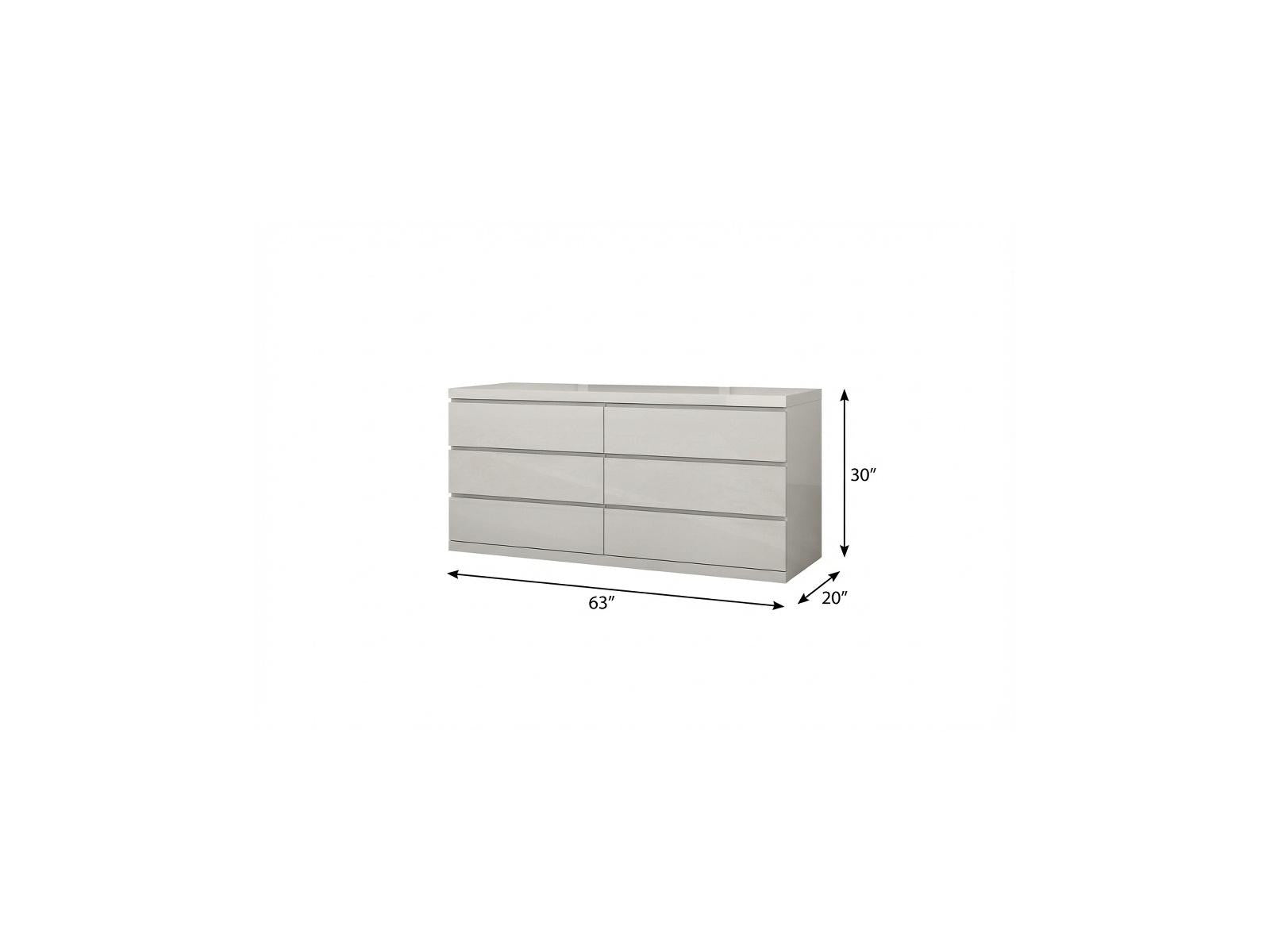 63" Gray Wood Six Drawer Double Dresser