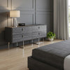70" Gray Wood Four Drawer Double Dresser