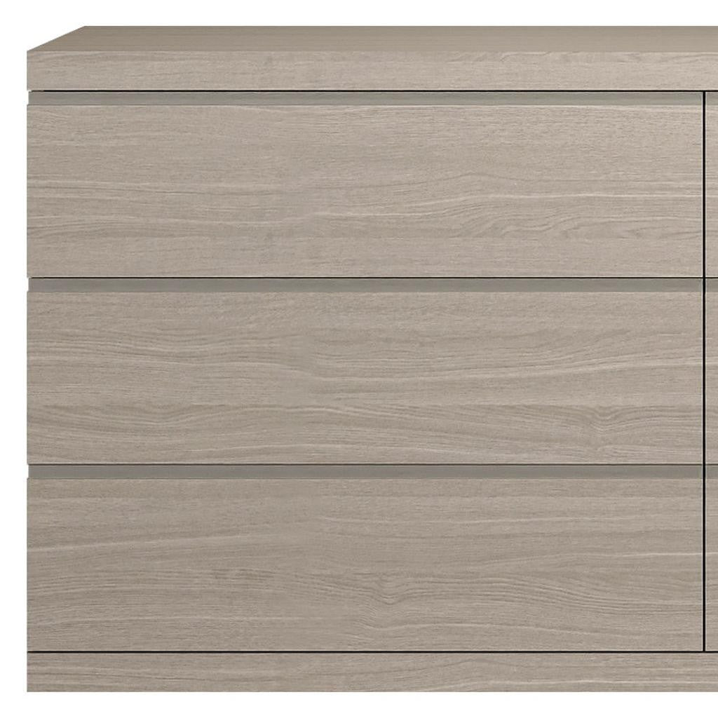 63" Oak Wood Six Drawer Double Dresser
