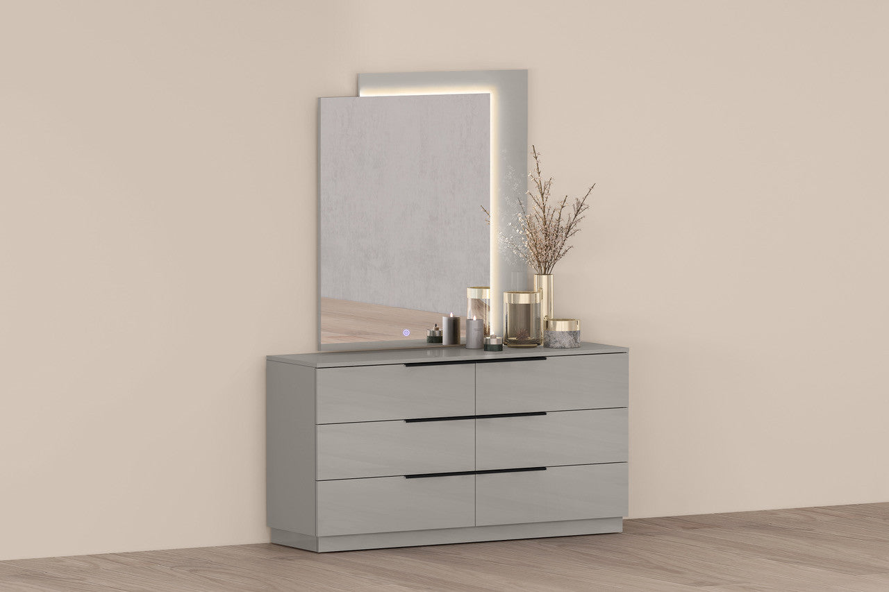 62" Gray Wood Six Drawer Double Dresser