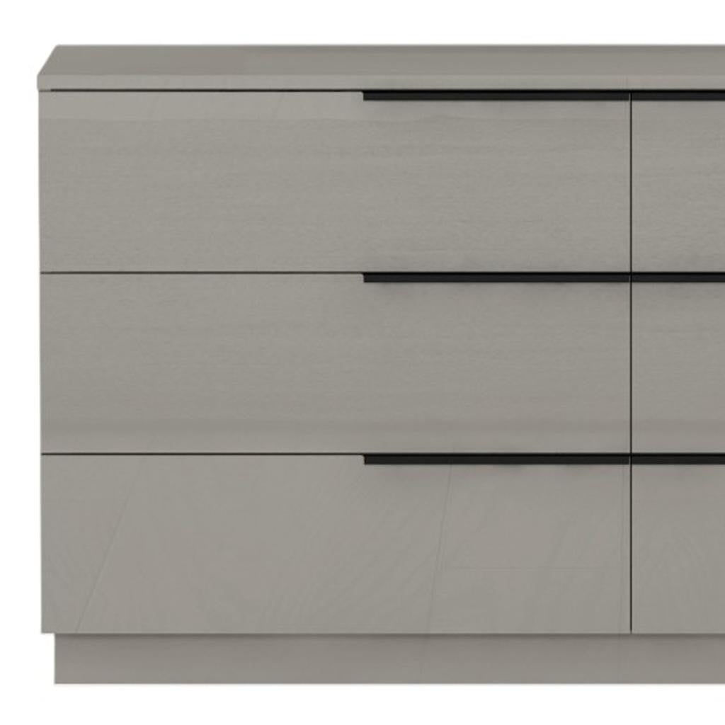 62" Gray Wood Six Drawer Double Dresser