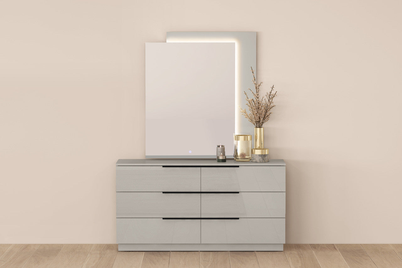 62" Gray Wood Six Drawer Double Dresser
