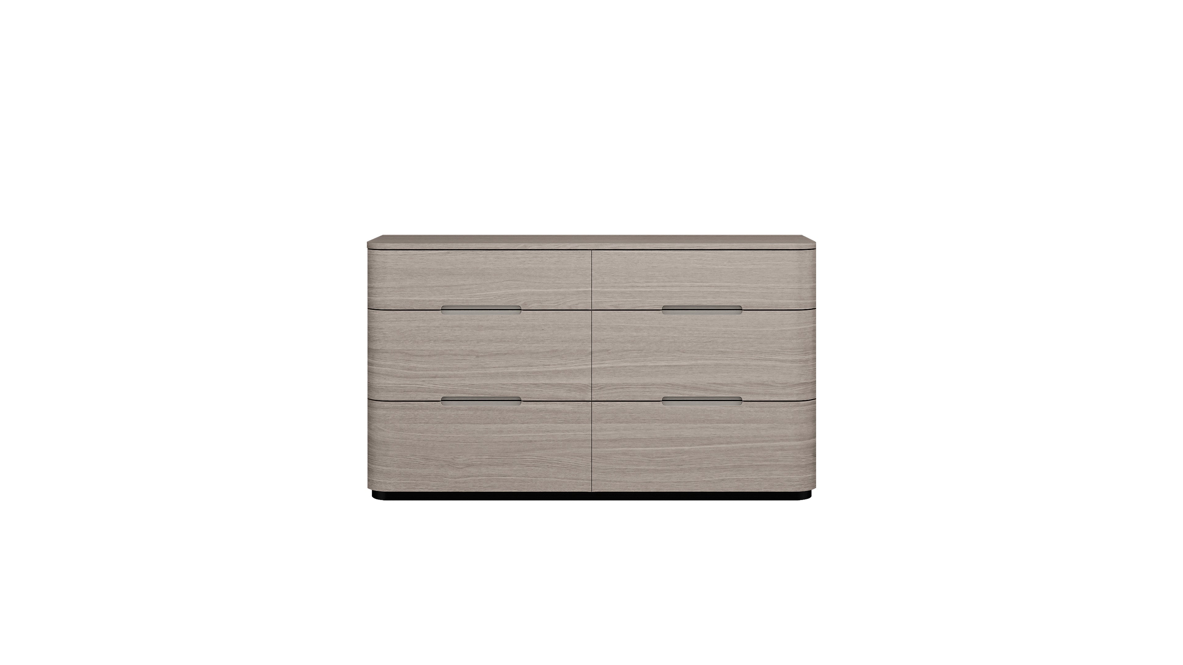56" Oak Wood Six Drawer Double Dresser