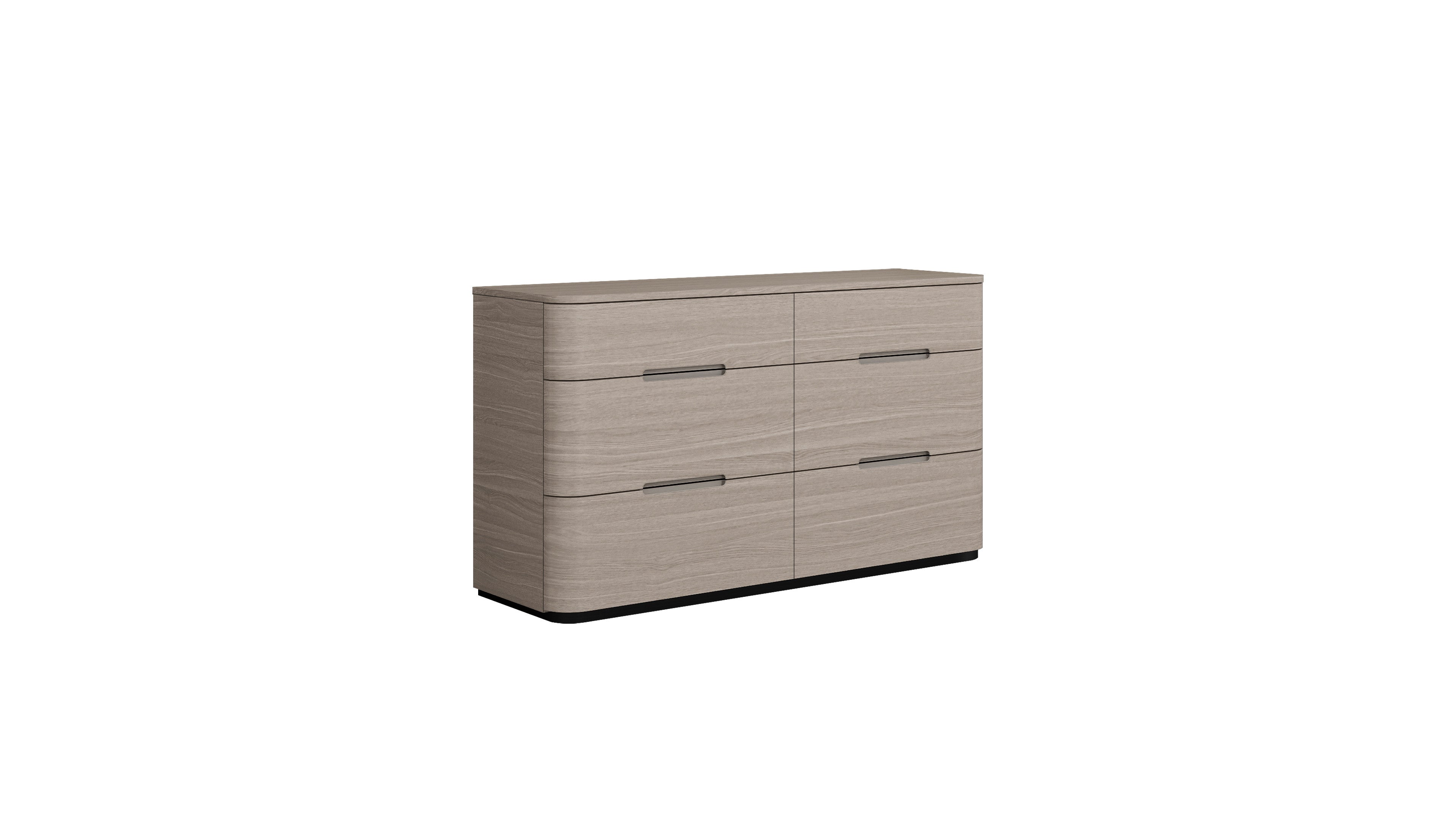 56" Oak Wood Six Drawer Double Dresser