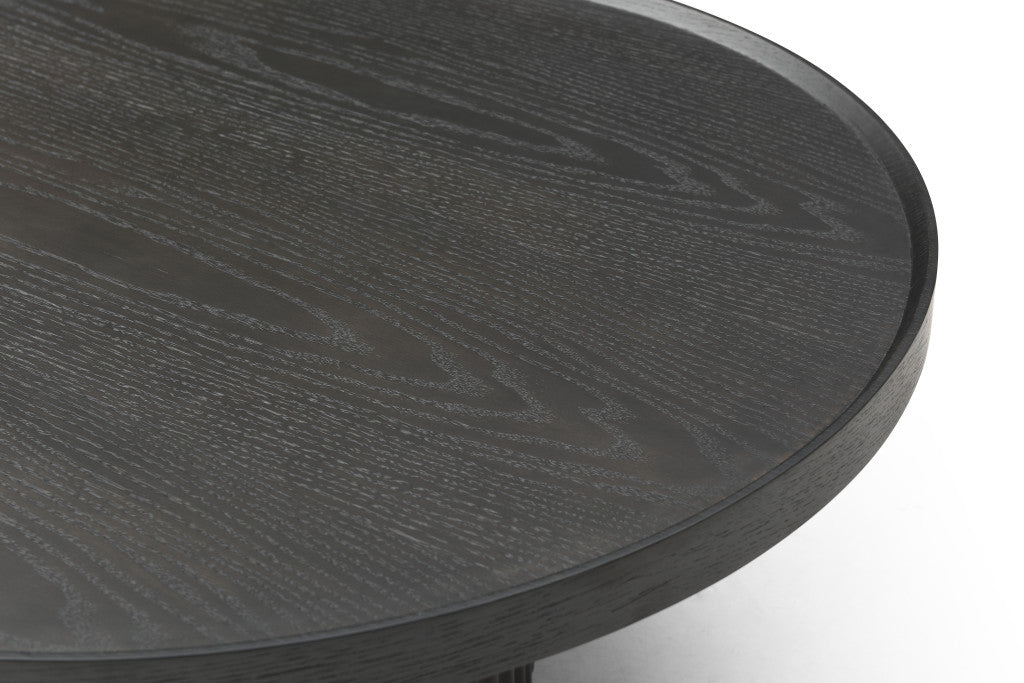 32" Dark Gray Wood Round Pedestal Coffee Table