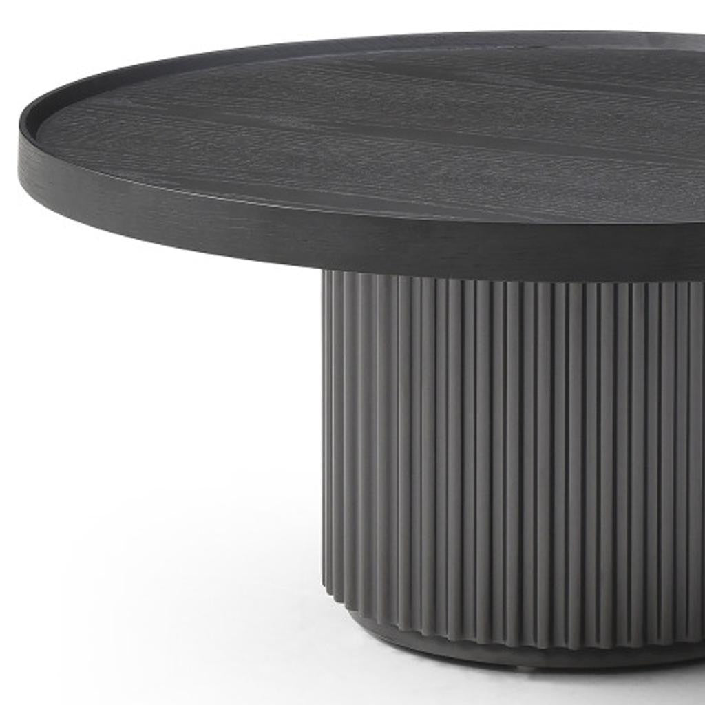 32" Dark Gray Wood Round Pedestal Coffee Table