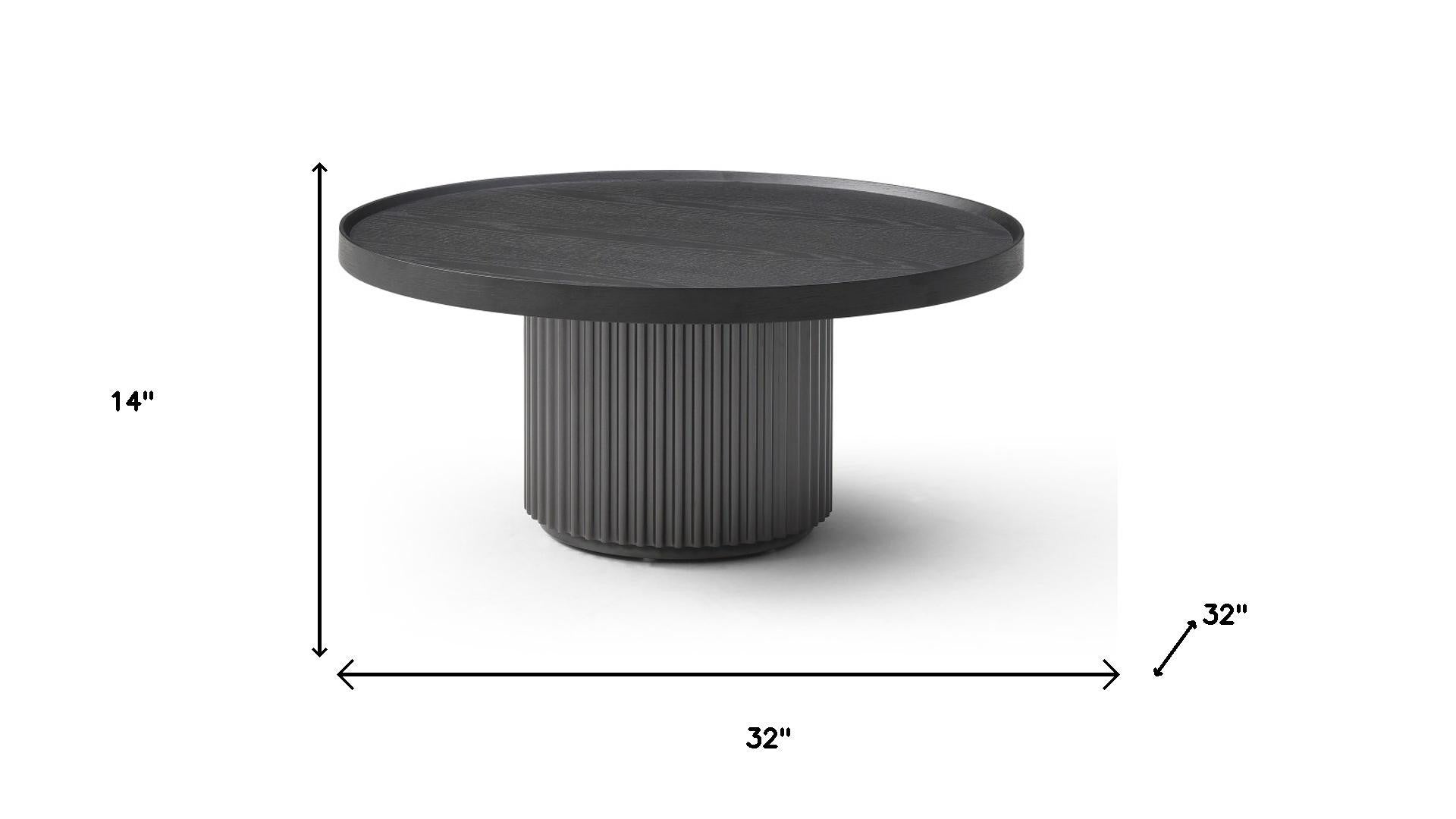 32" Dark Gray Wood Round Pedestal Coffee Table