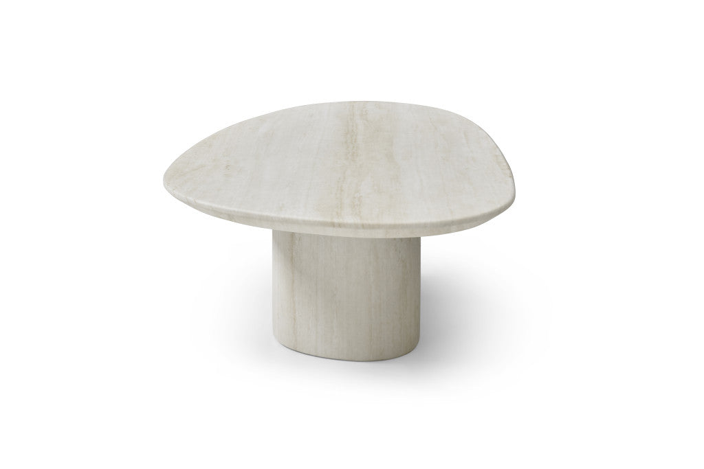 51" Beige Marble Oval Pedestal Coffee Table