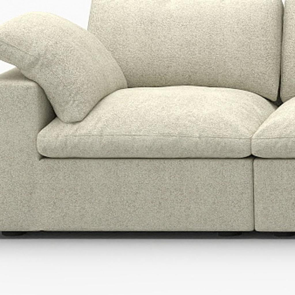 157" Khaki Linen Blend Modular Sofa With Ottoman And Toss Pillows