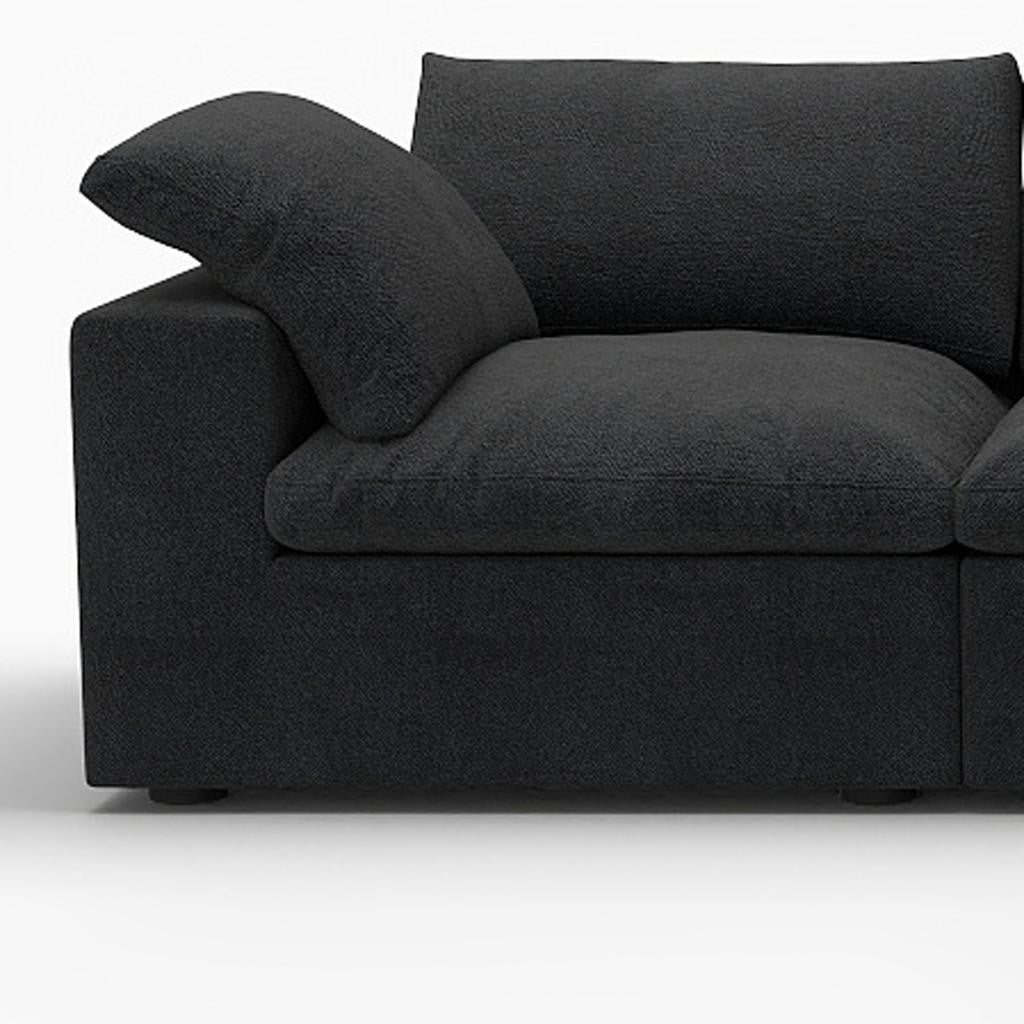 120" Black Linen Blend Modular Sofa With Ottoman And Storage