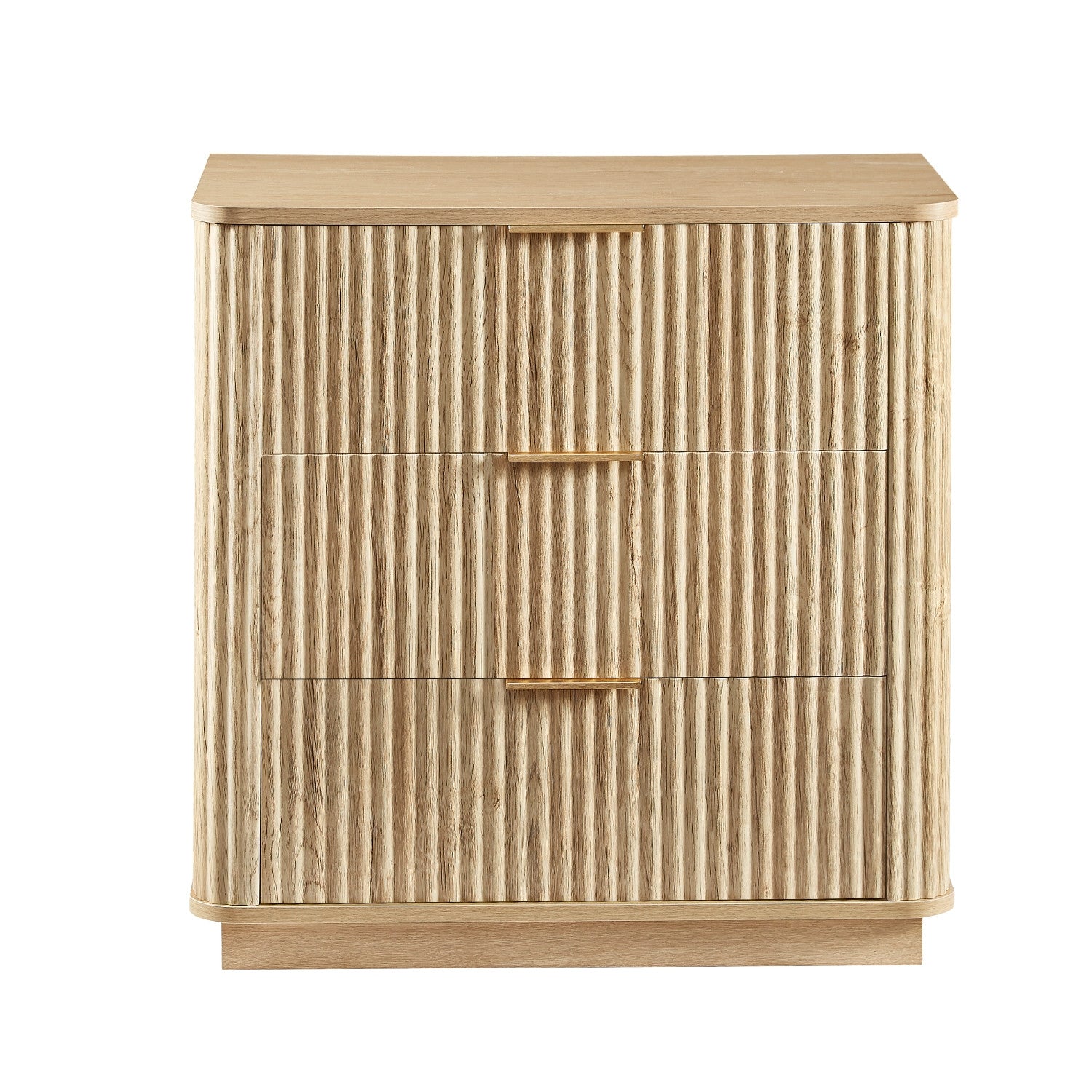 28" Oak Ribbed Texture Wood Three Drawer Dresser