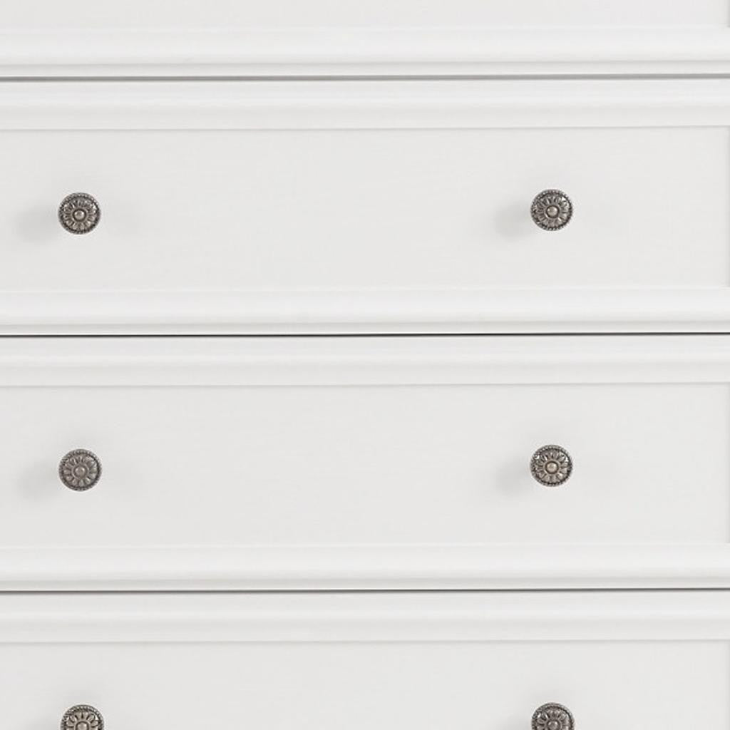32" White Wood Five Drawer Dresser