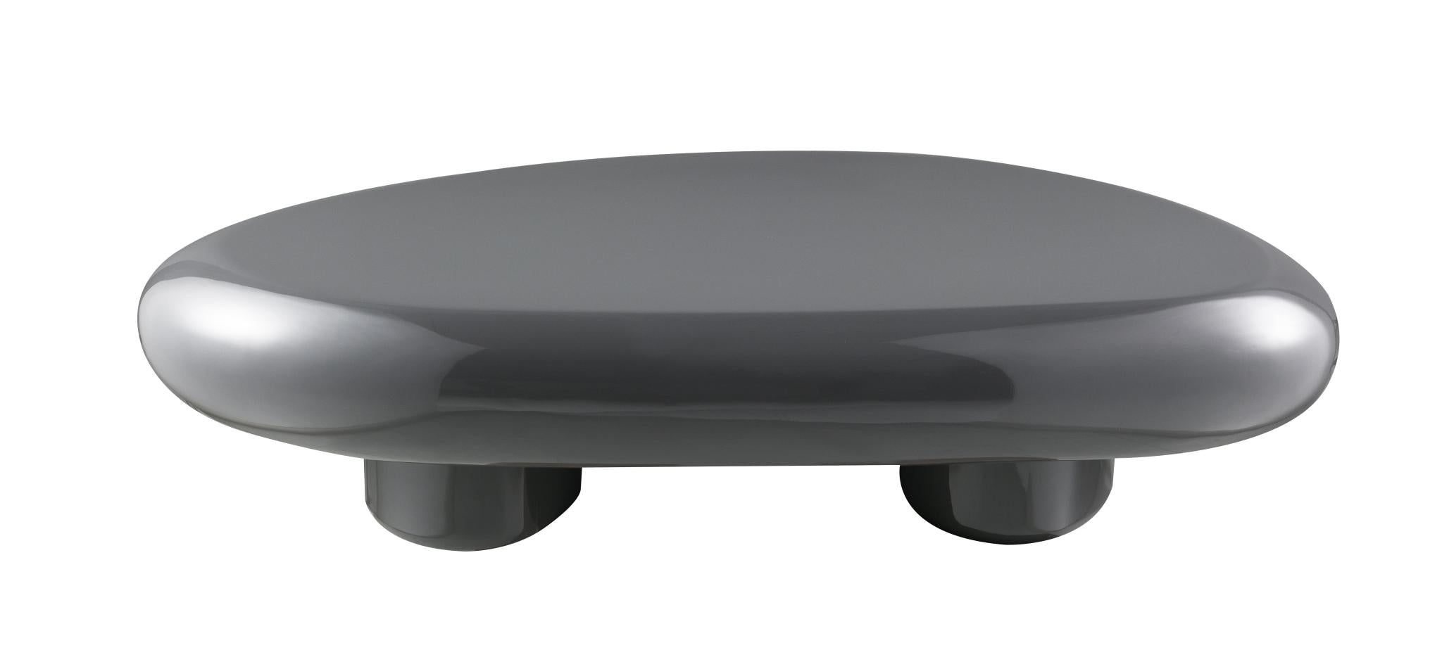 46" Gray Wood and Steel Oval Coffee Table